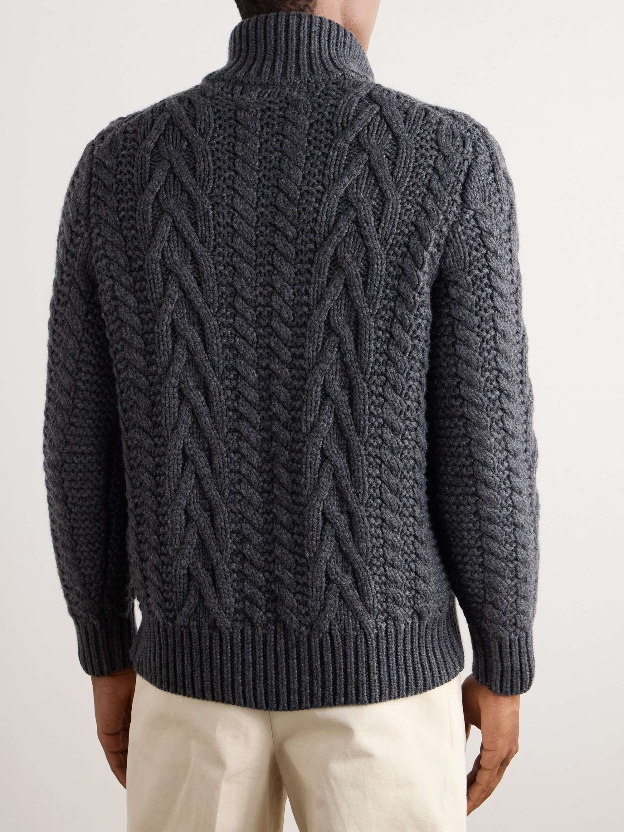 Cable-Knit Cashmere Zip-Up Sweater view