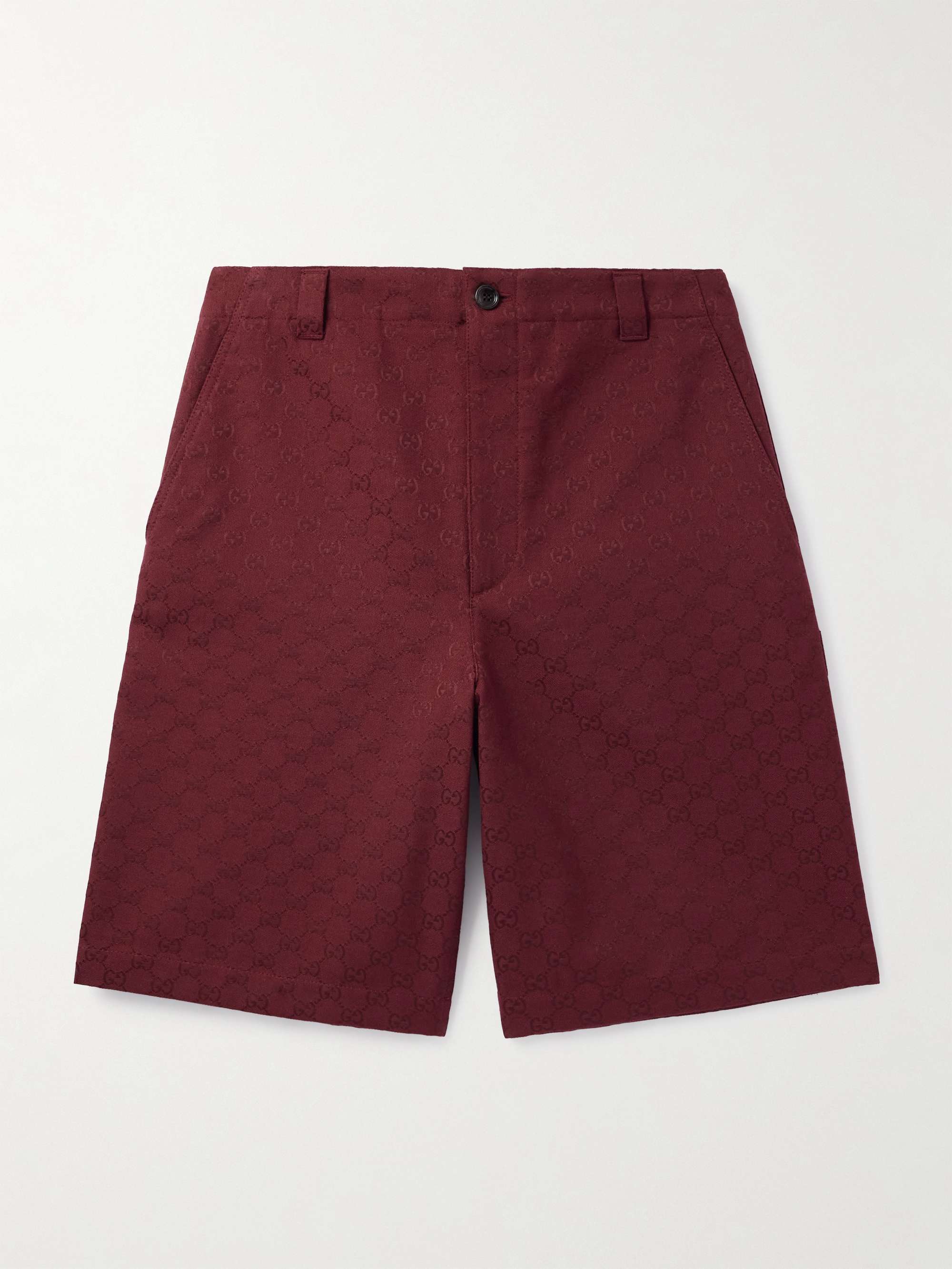 Straight-Leg Logo-Jacquard Cotton-Blend Canvas Shorts view