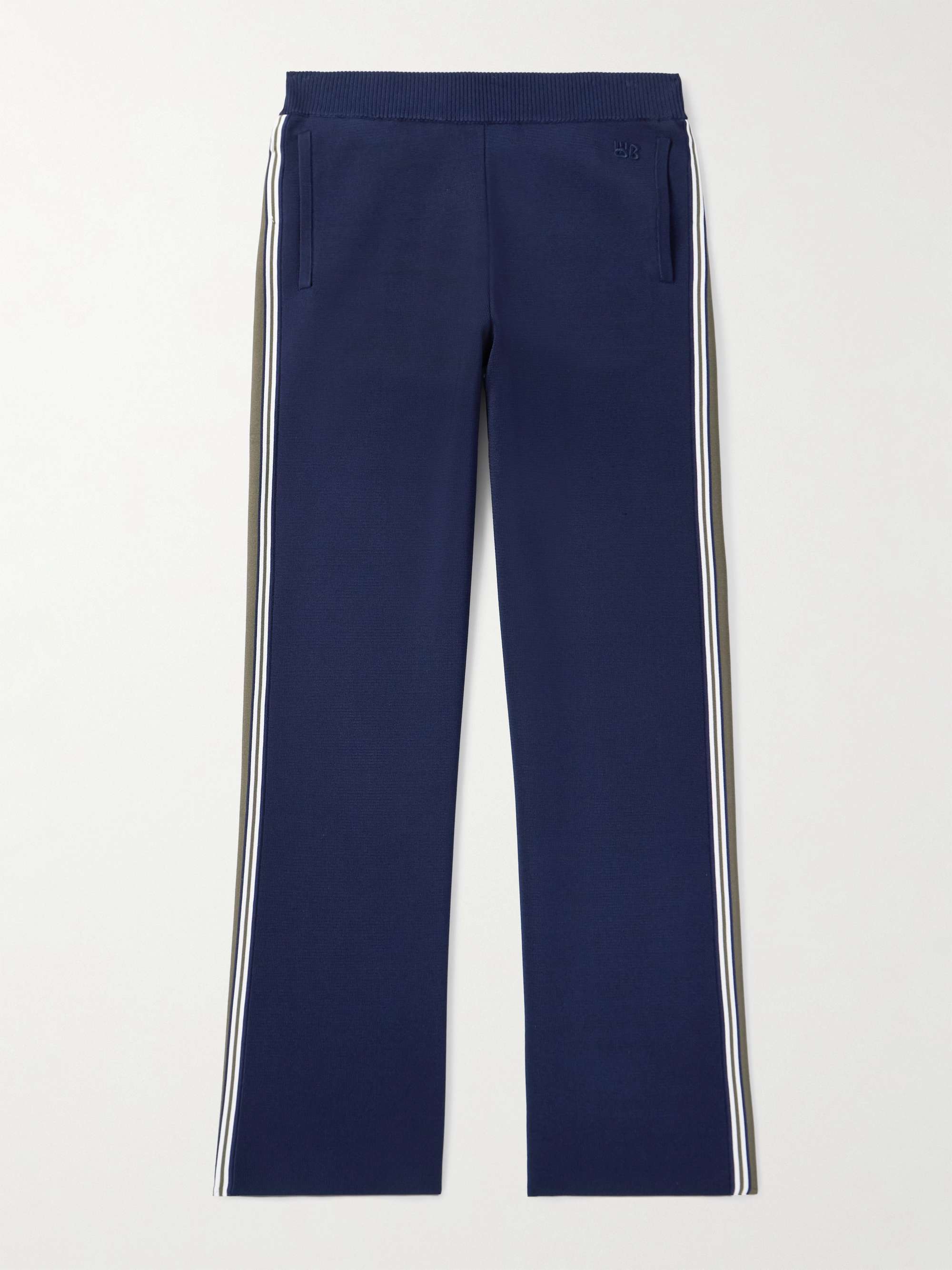 Straight-Leg Striped Knitted Track Pants view