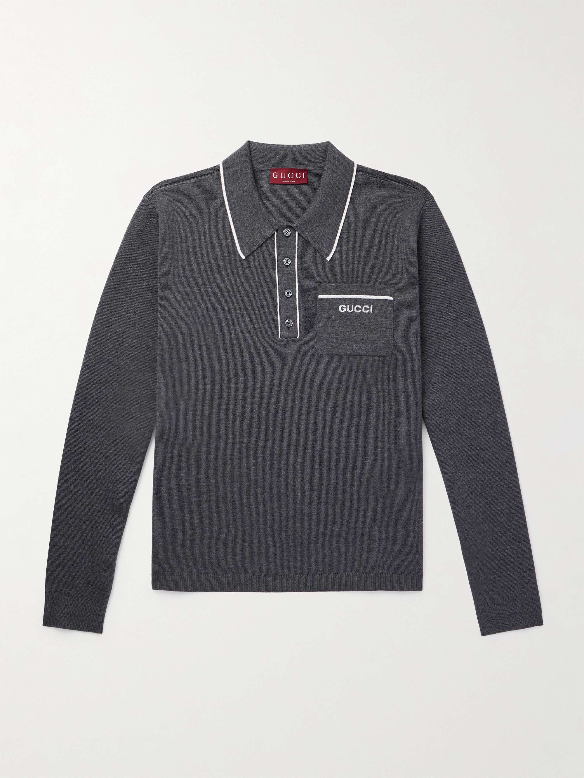 Logo-Intarsia Wool Polo Shirt view
