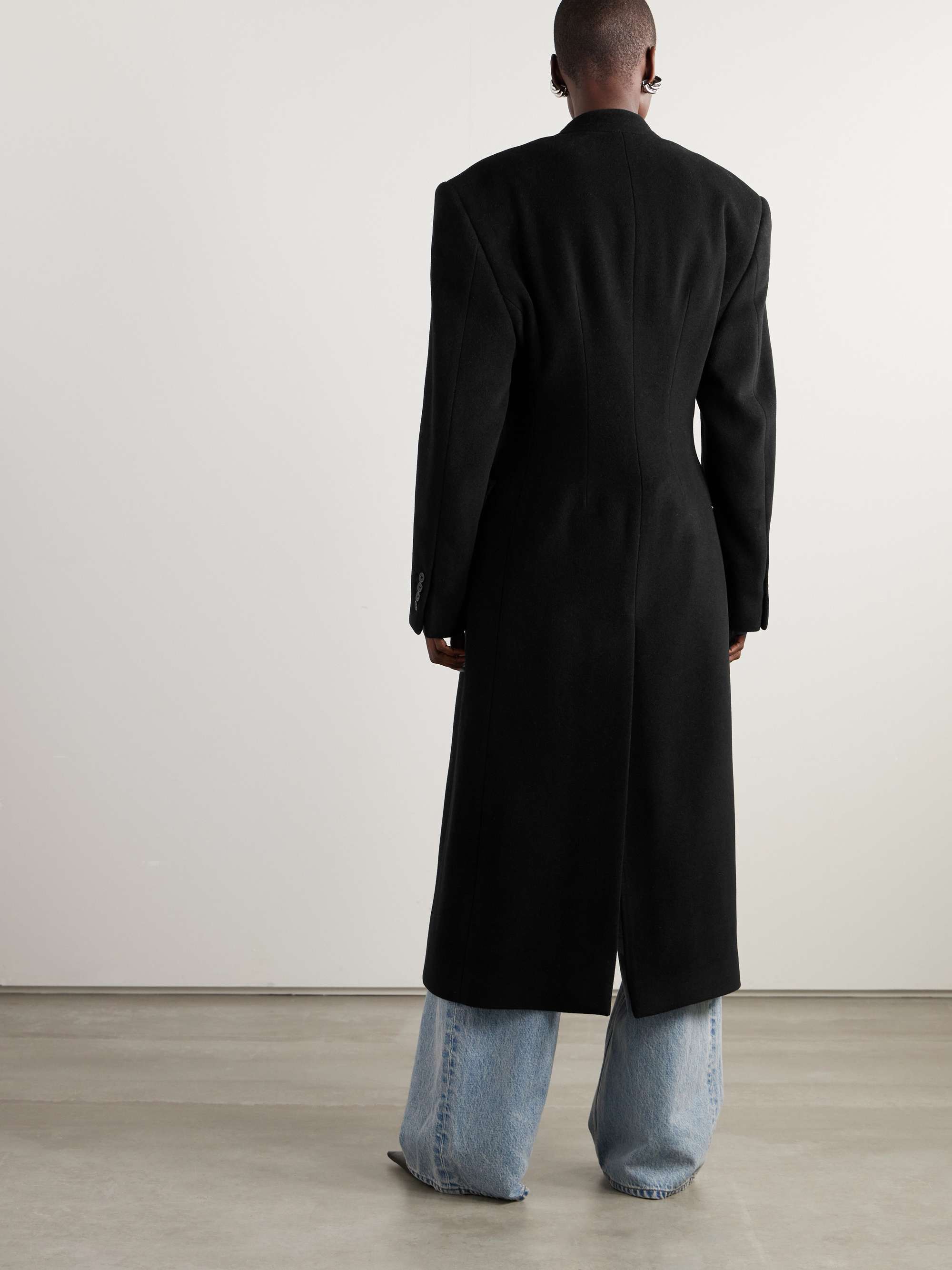 Double-breasted oversized cashmere and wool-blend coat view