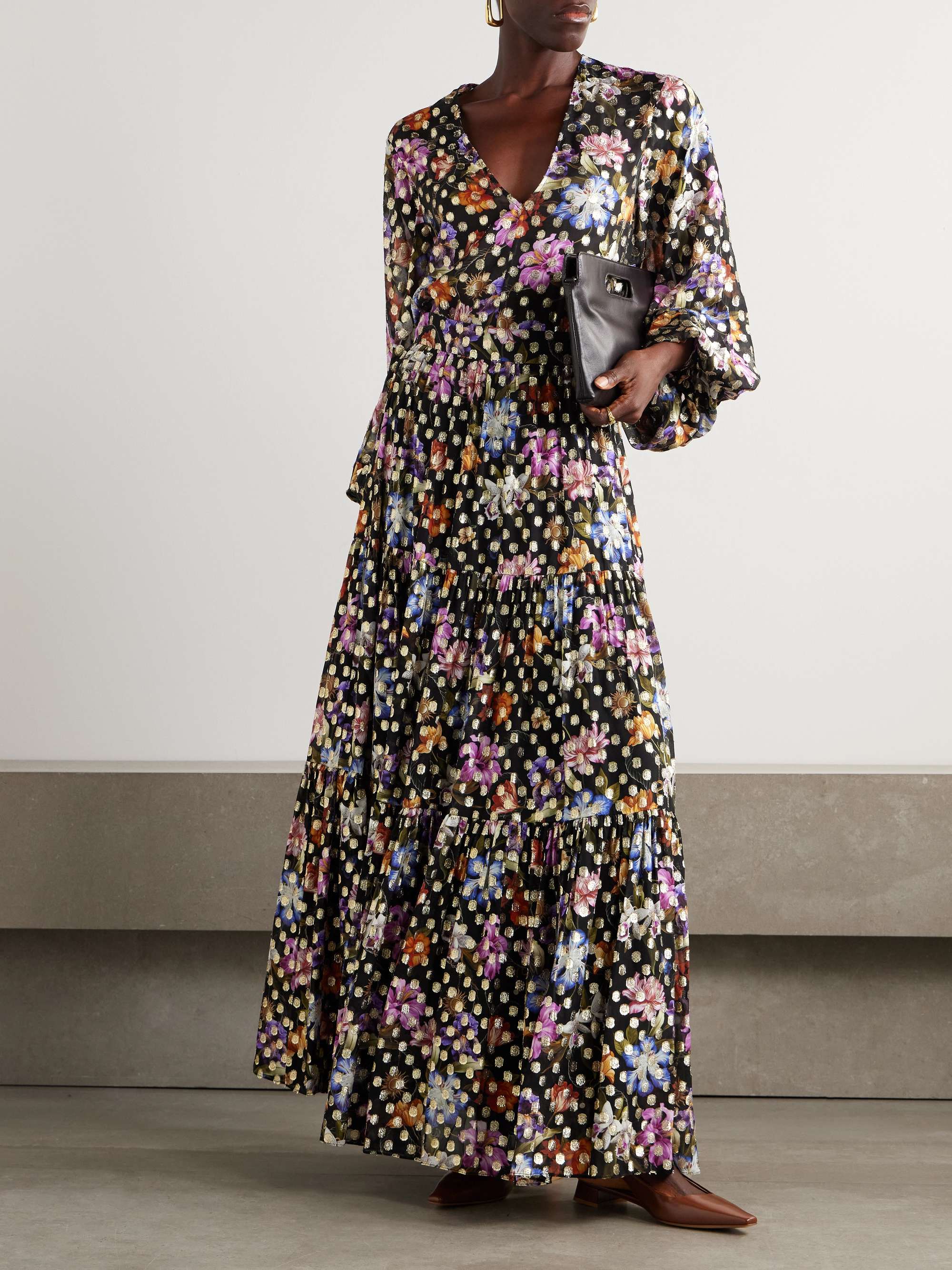 Stellan floral-print metallic fil coupé chiffon blouse view