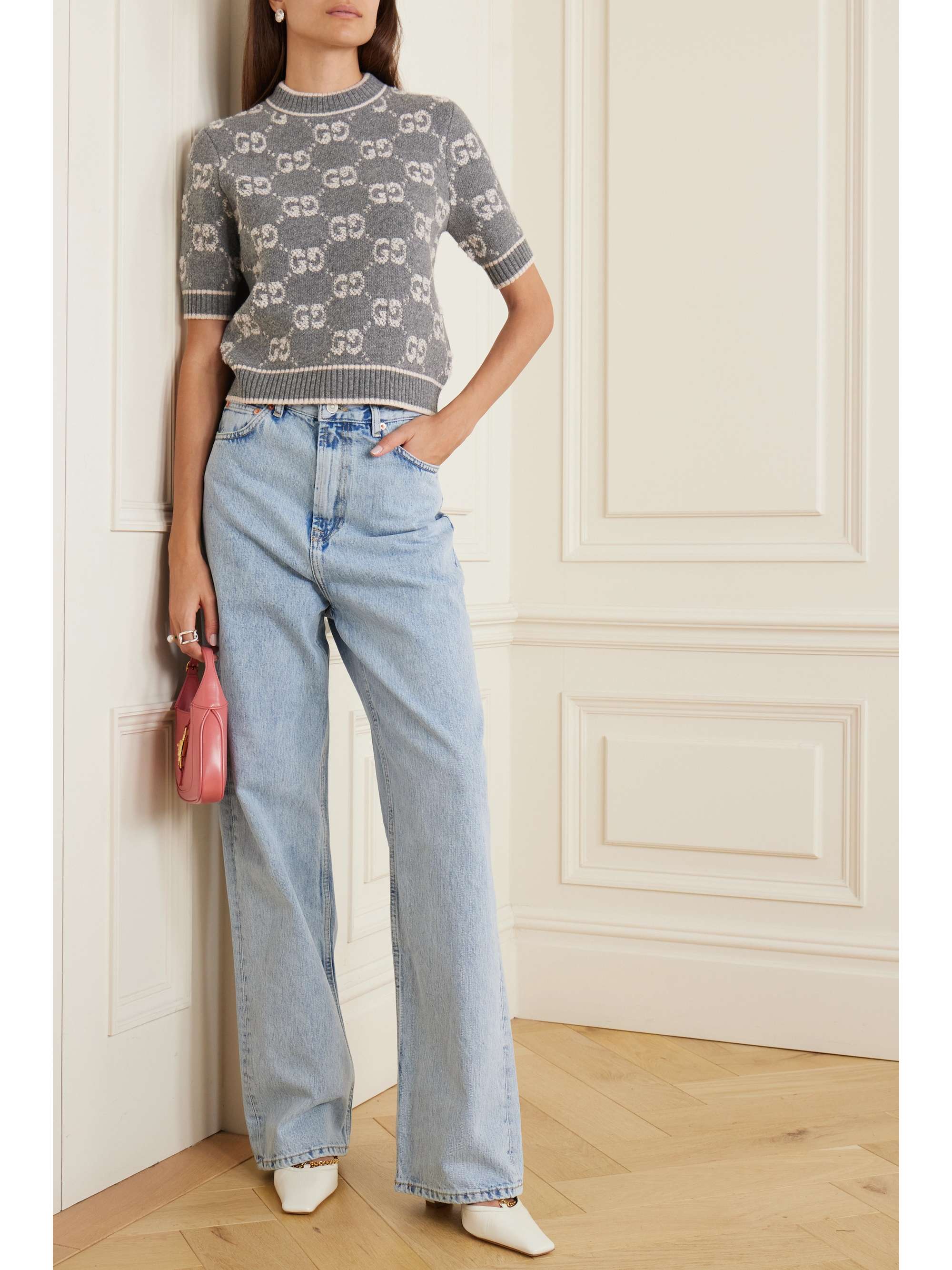 Jacquard-knit wool-bouclé sweater view