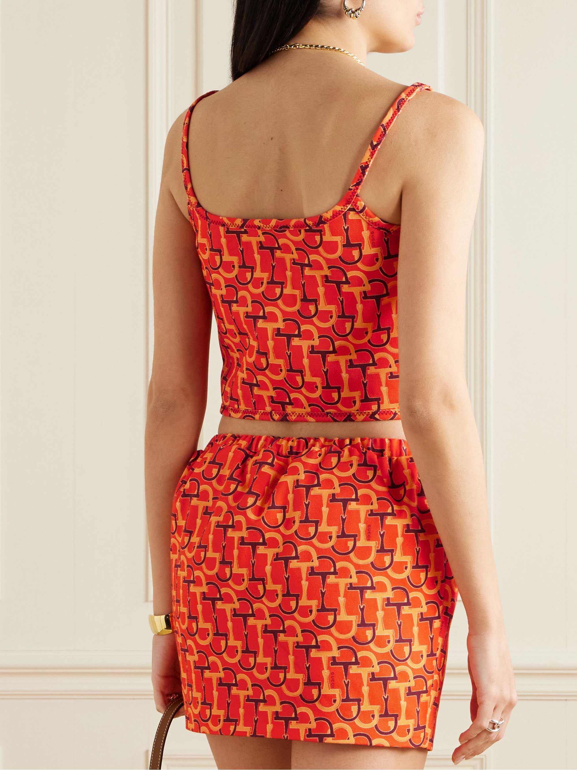 Cropped printed cotton-twill top view