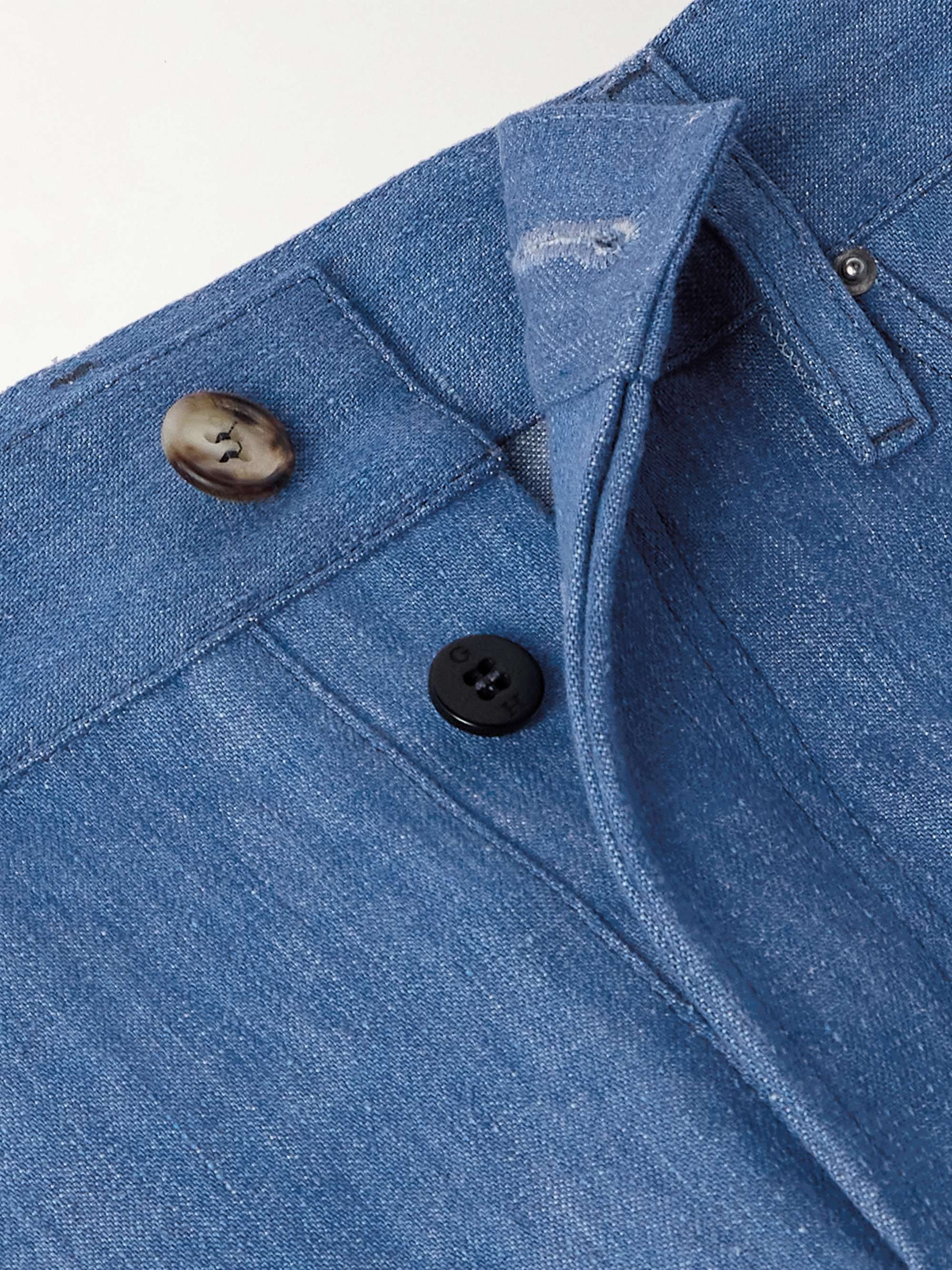 Slim-Fit Cotton and Linen-Blend Trousers view