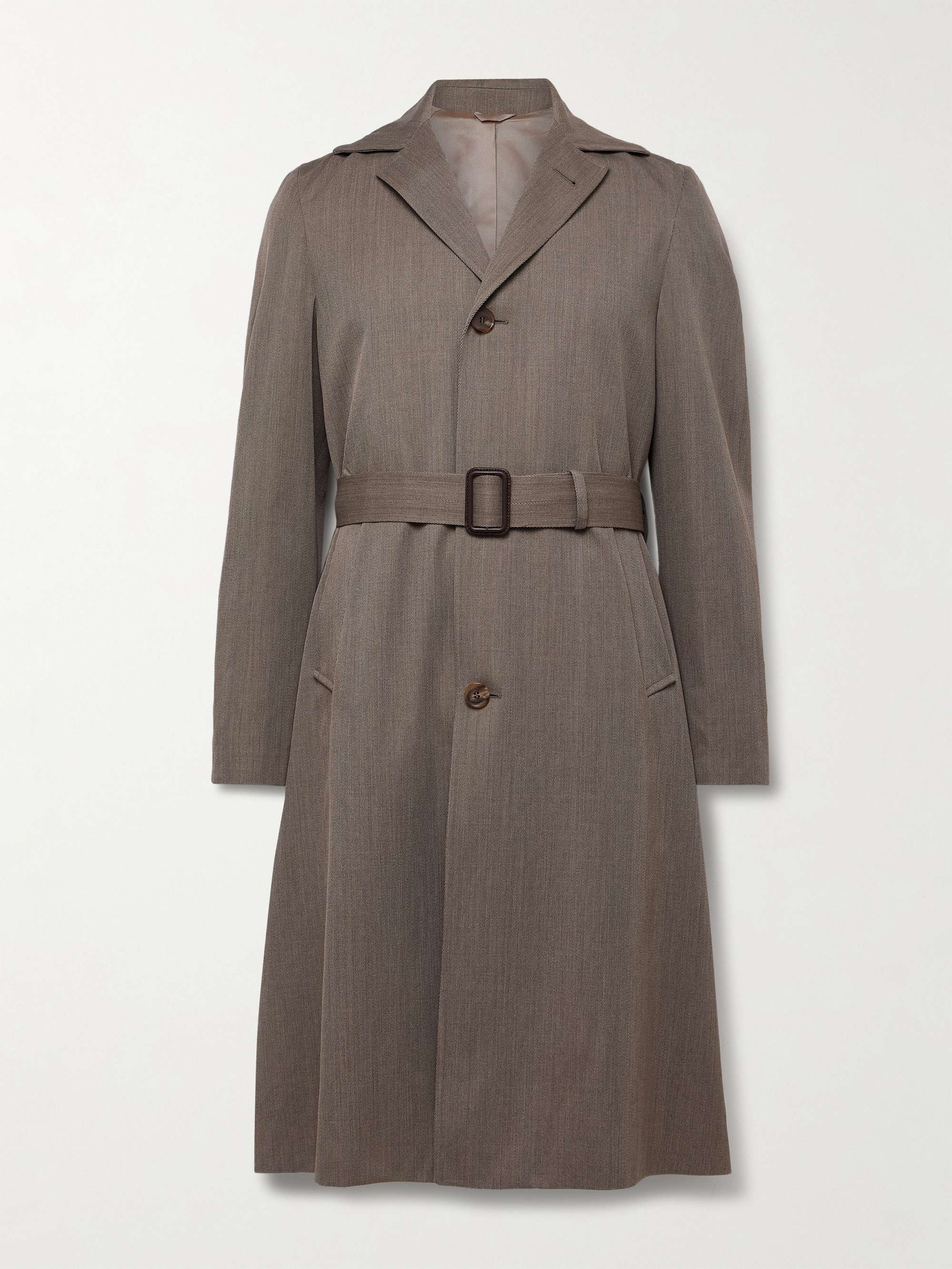 Belted Wool-Twill Coat view