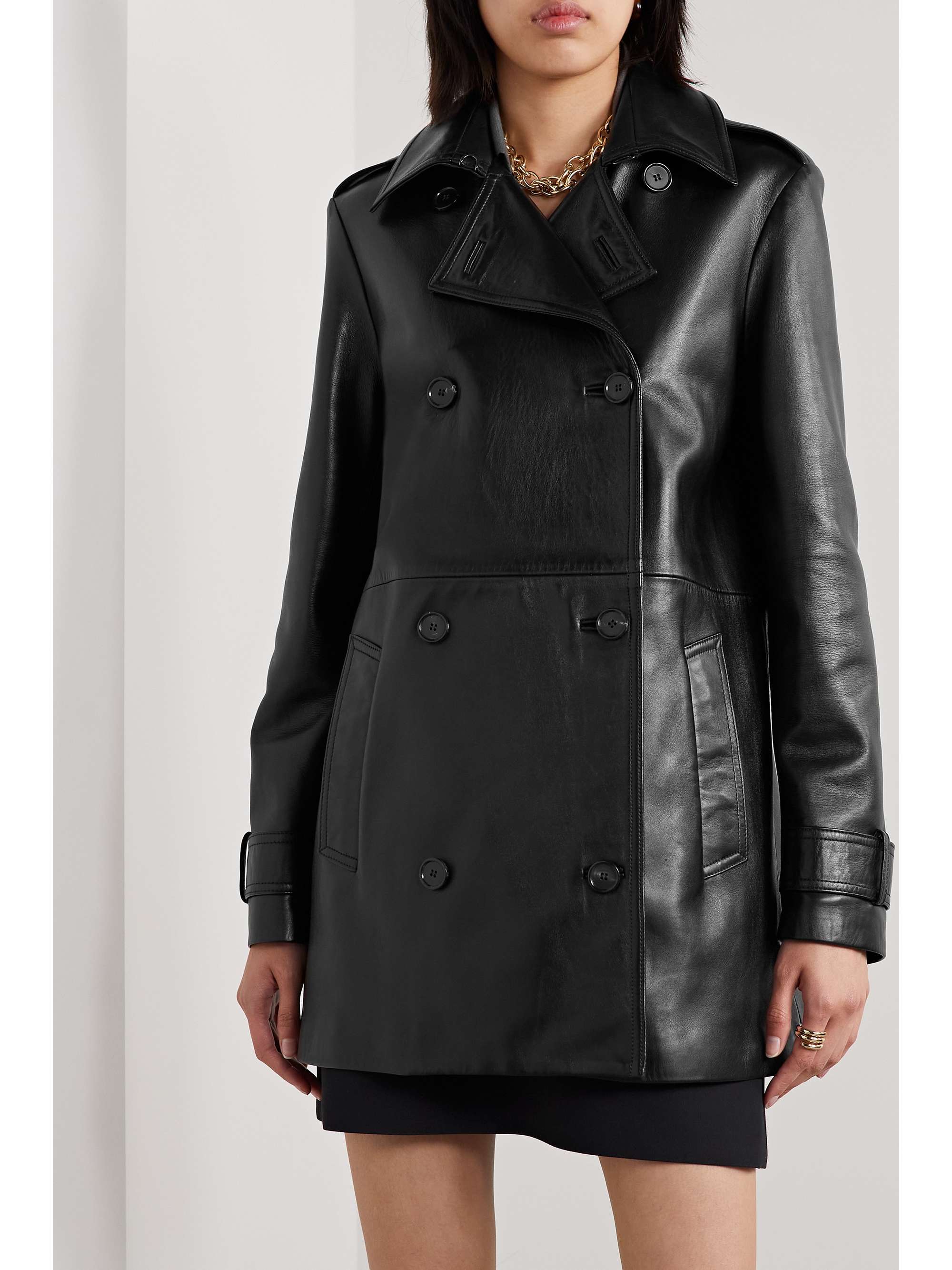 Charlotte double-breasted leather trench coat view