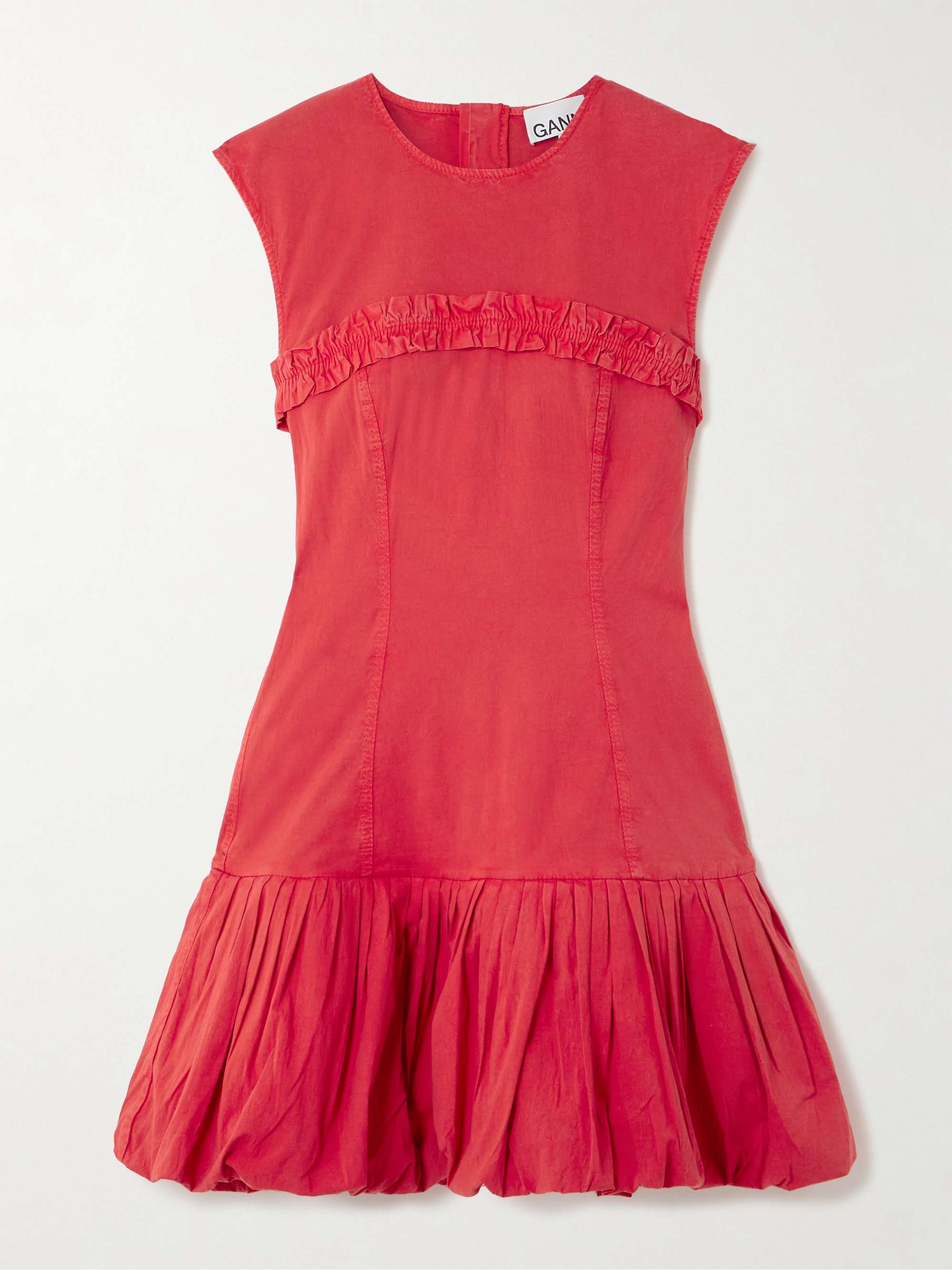 Ruffled gathered cotton-blend mini dress view