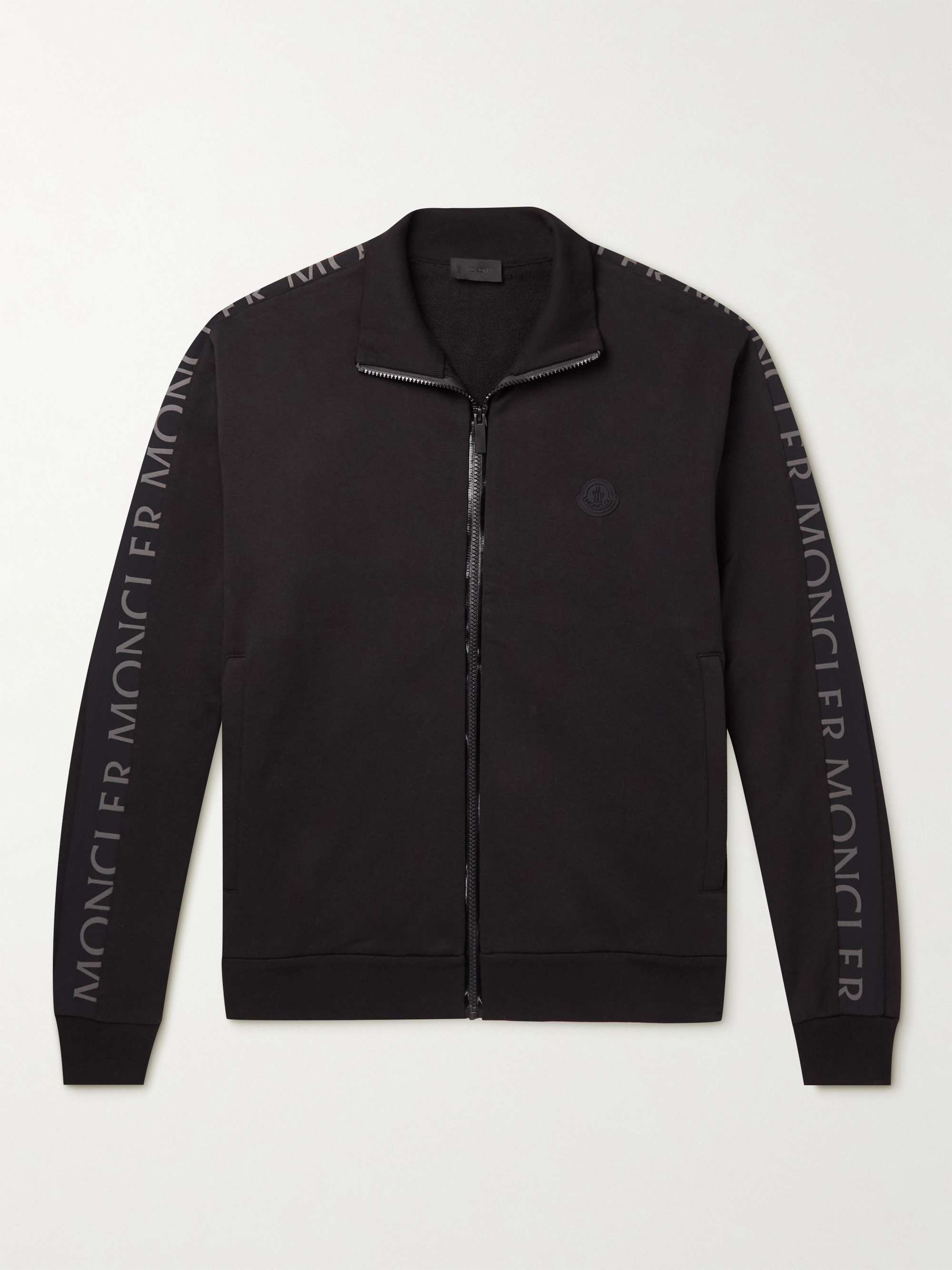 Logo-Print Shell-Trimmed Cotton-Jersey Zip-Up Sweatshirt view
