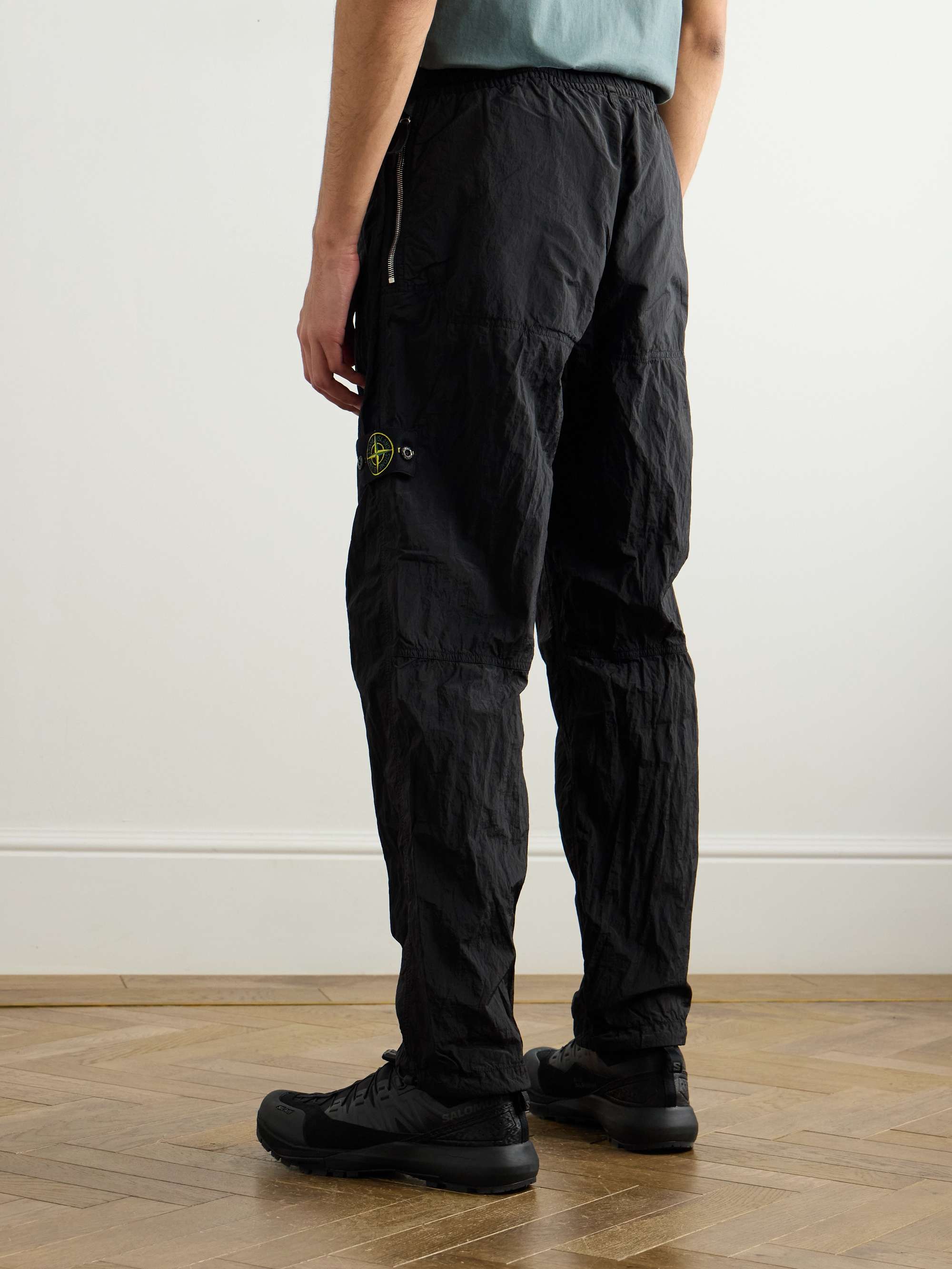 Straight-Leg Logo-Appliquéd ECONYL® Nylon Metal Trousers view