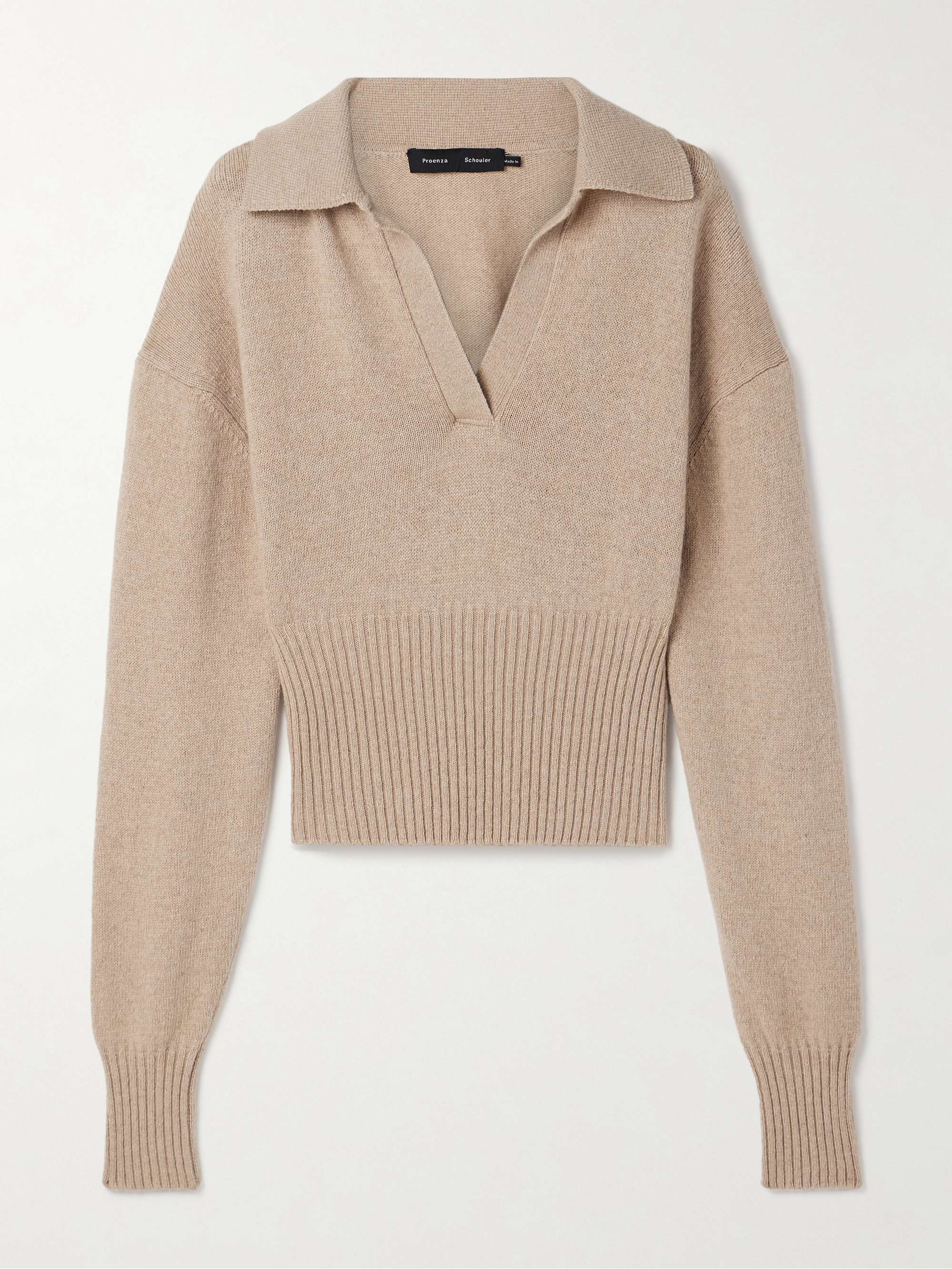 Jeanne ribbed-knit cashmere and wool-blend polo sweater view