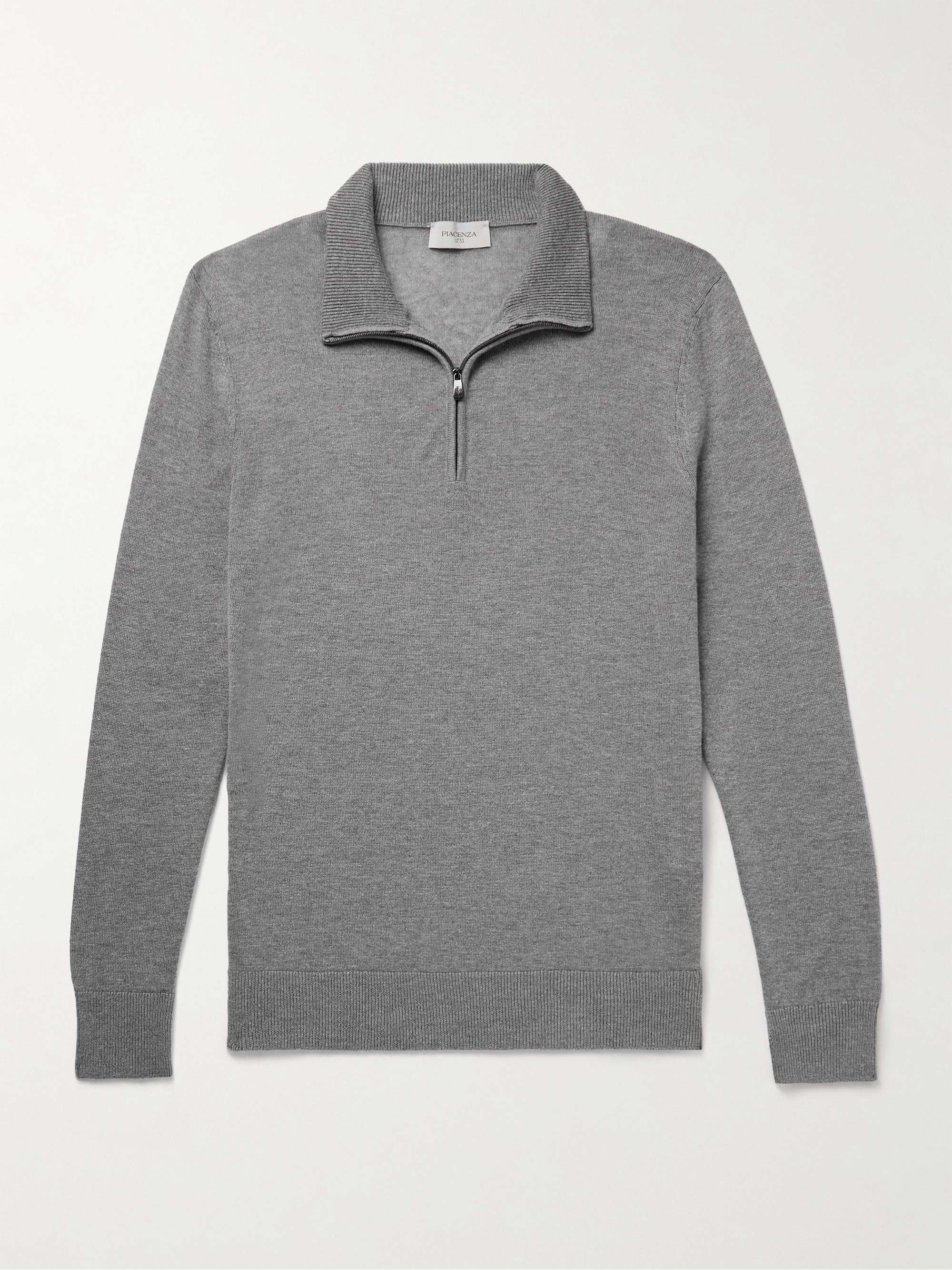 Mulberry Silk and Cashmere-Blend Half-Zip Sweater view