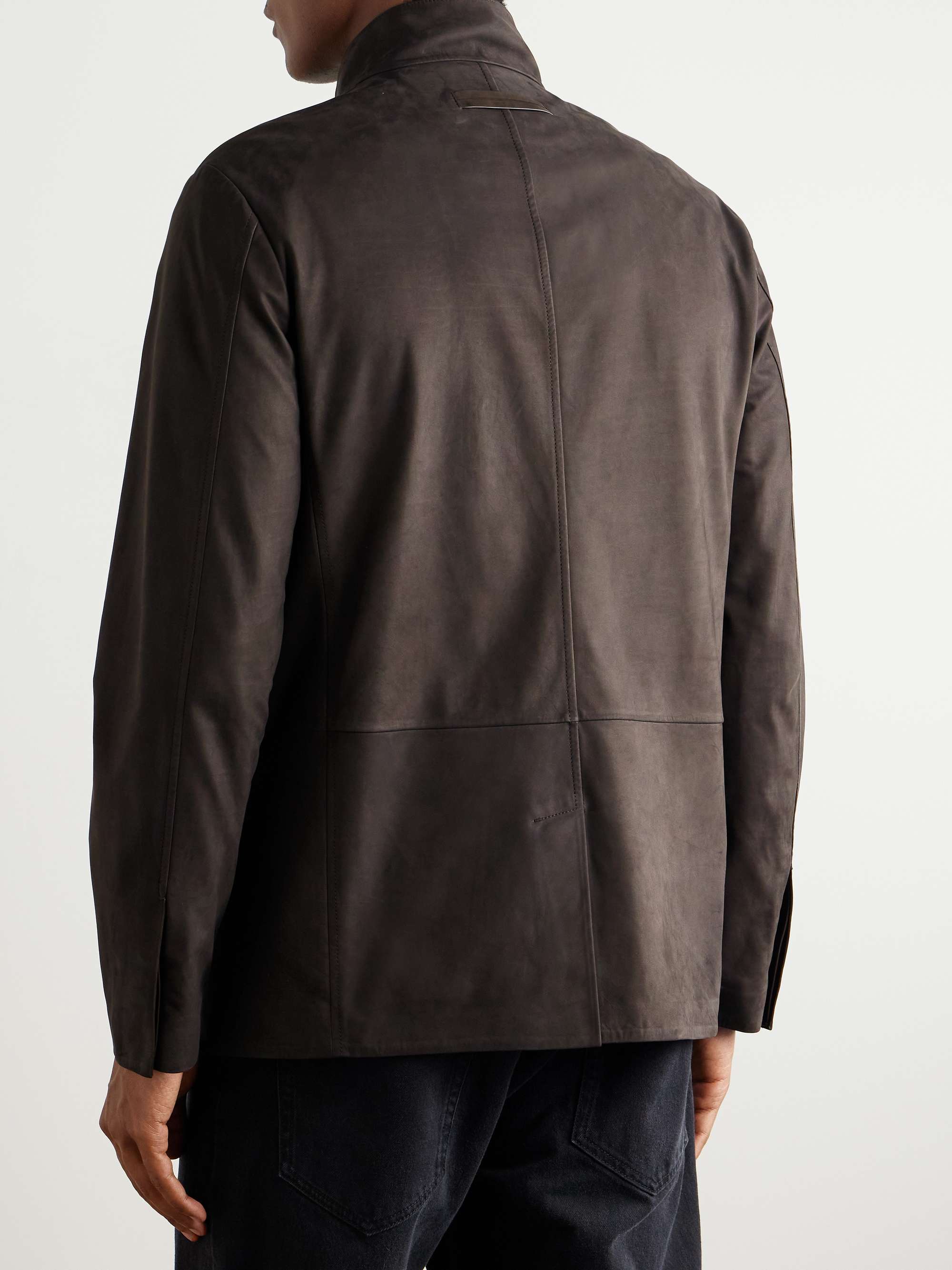 Nehru-Collar Nubuck Jacket view