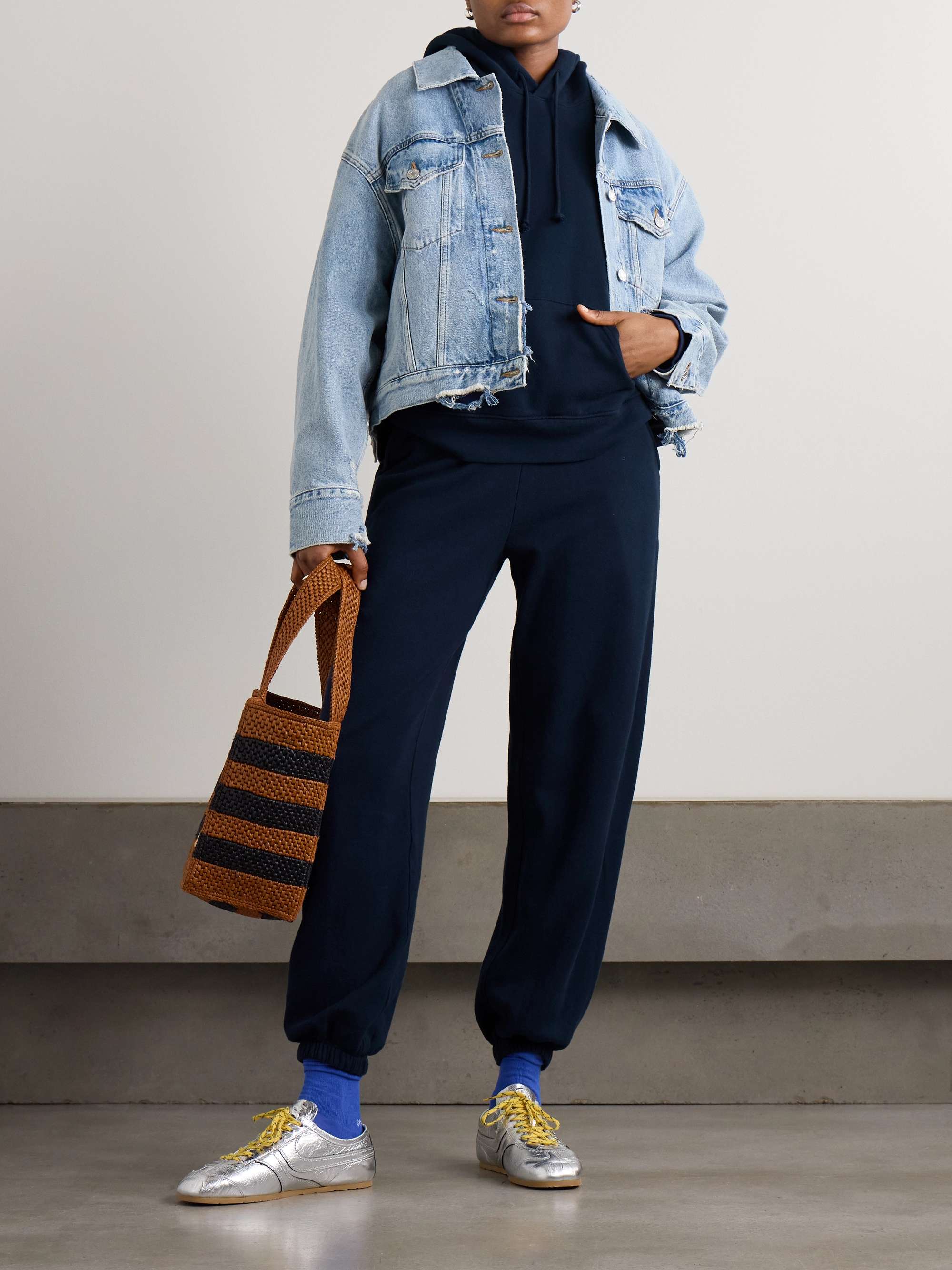 Cotton and cashmere-blend track pants view