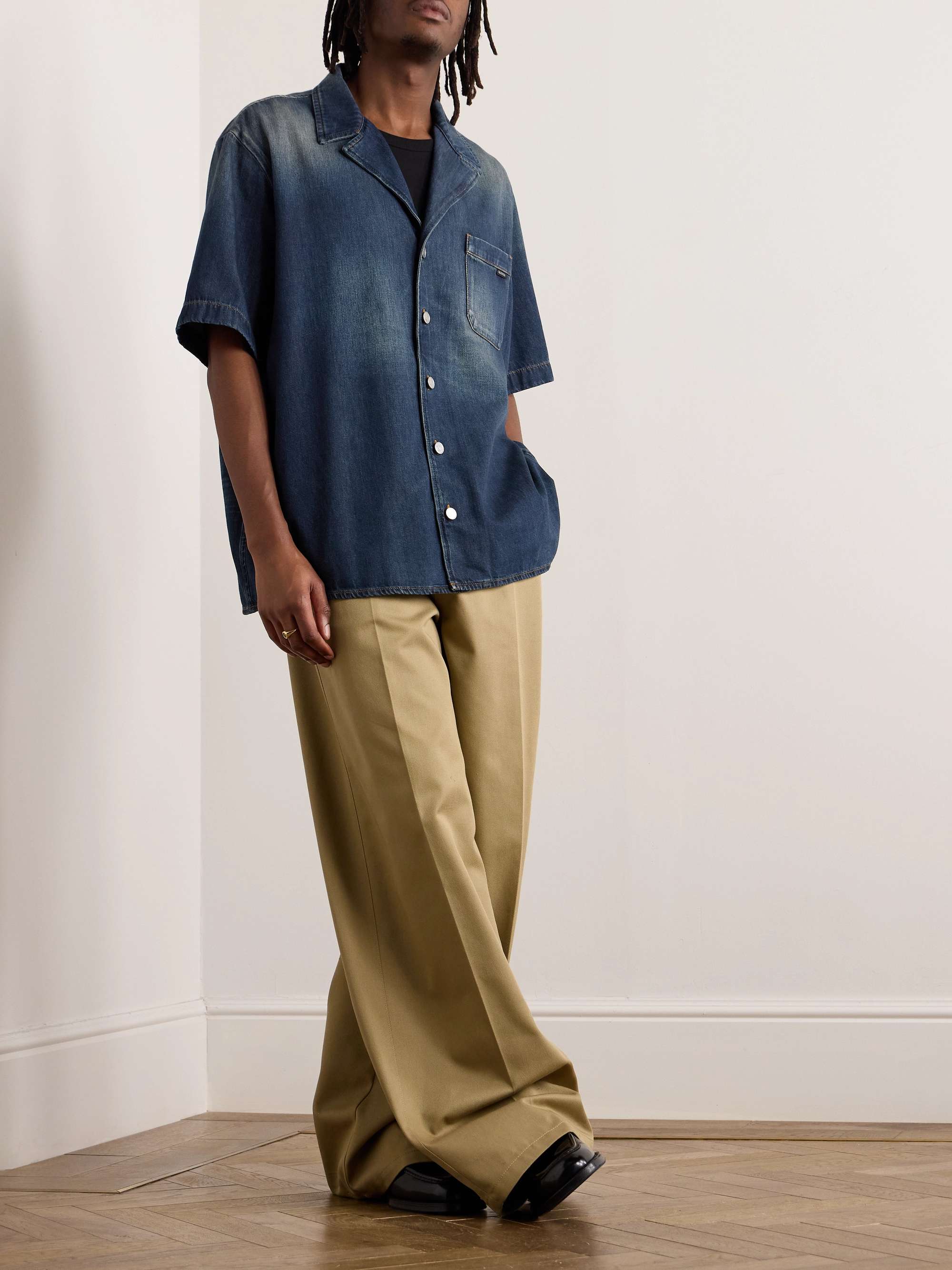 Camp-Collar Denim Shirt view