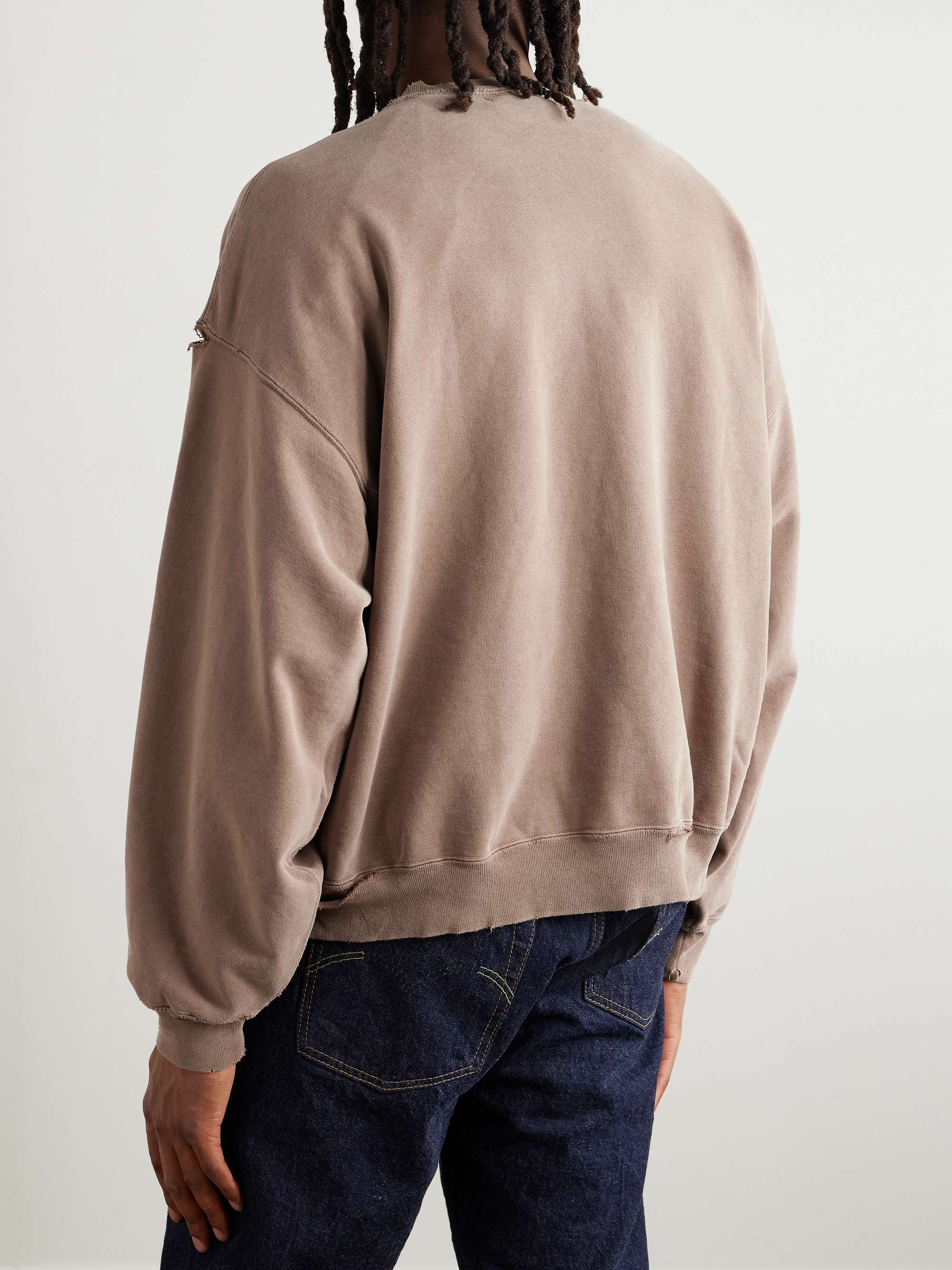 Distressed Cotton-Jersey Sweatshirt view