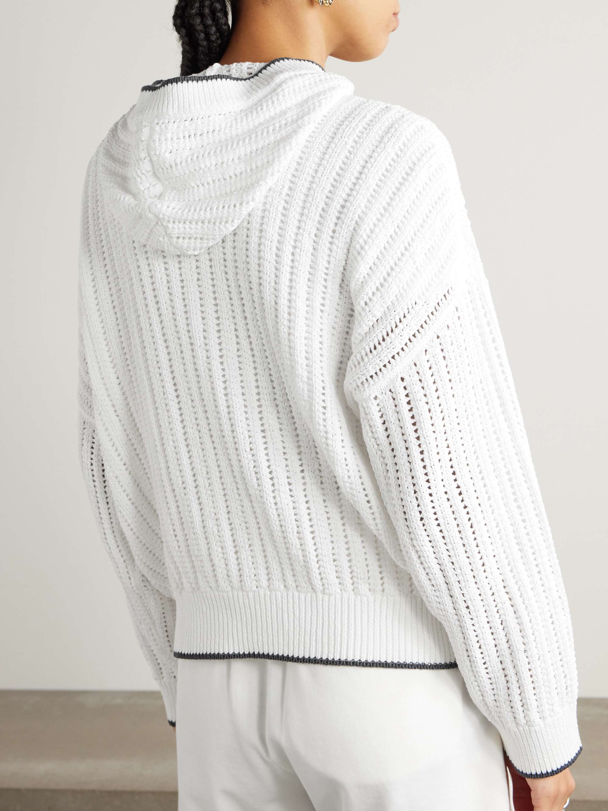 Open-knit cotton hoodie view