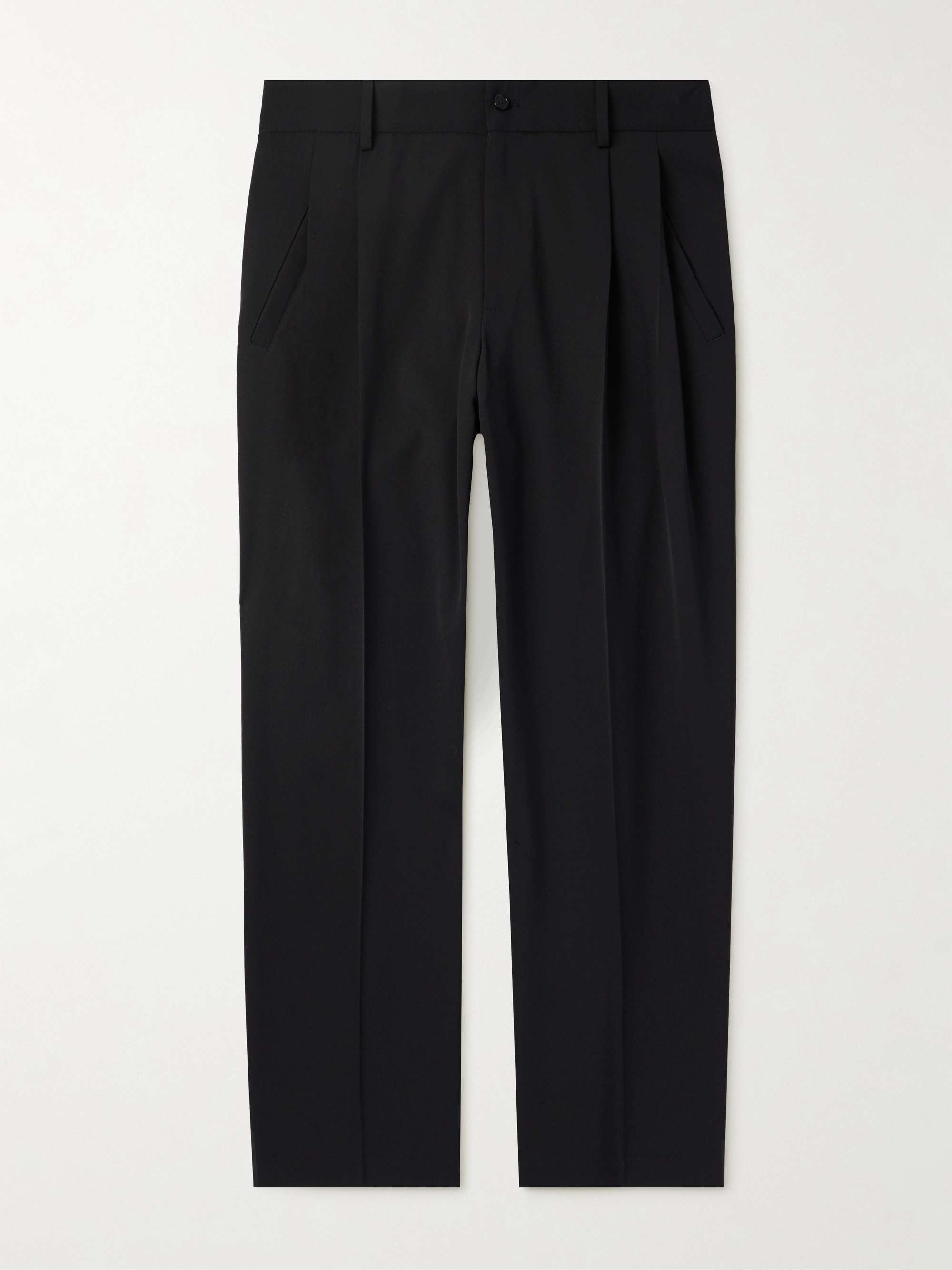 Tapered Pleated Virgin Wool-Blend Gabardine Trousers view