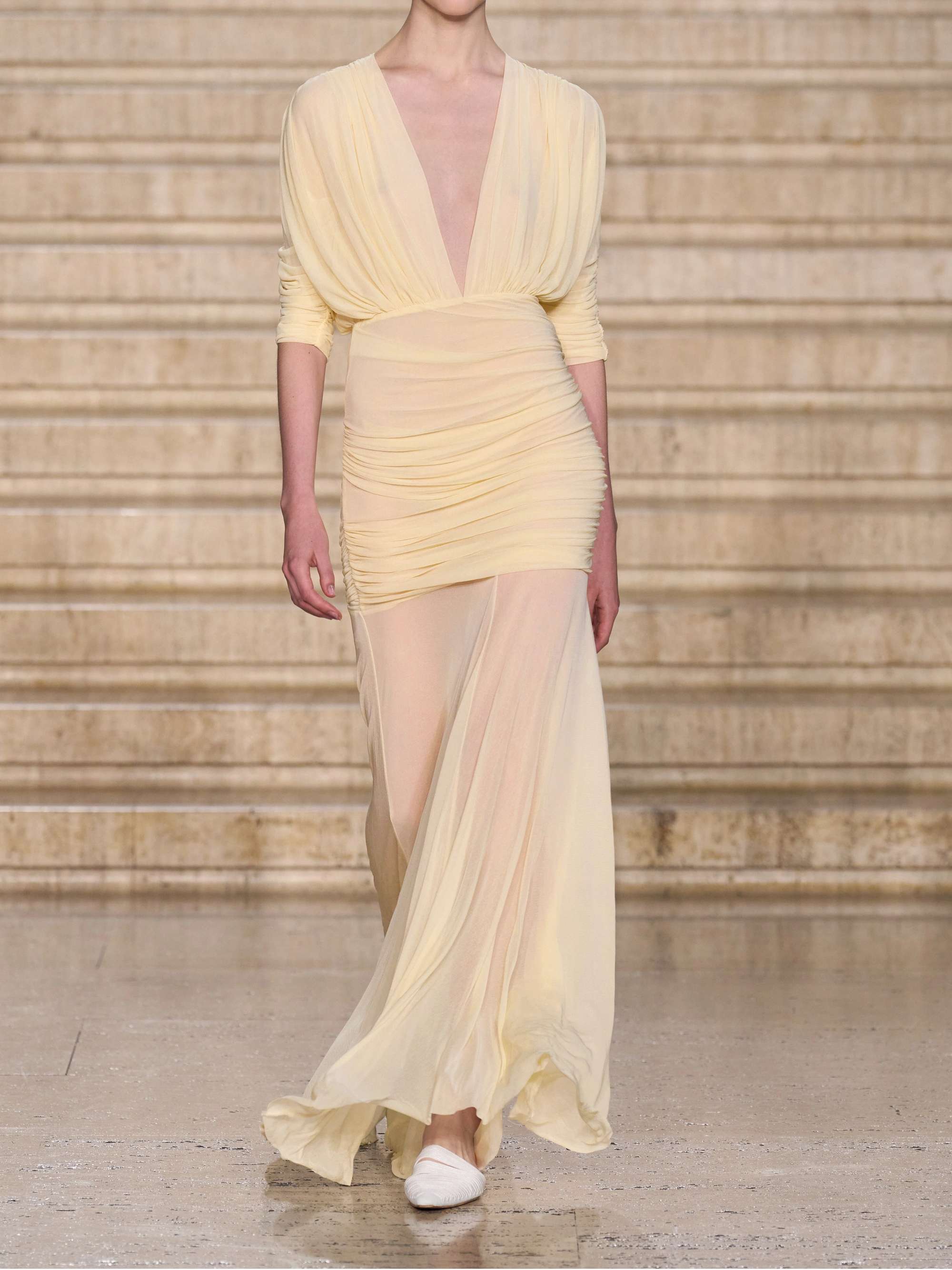 Devi draped gathered jersey maxi dress view