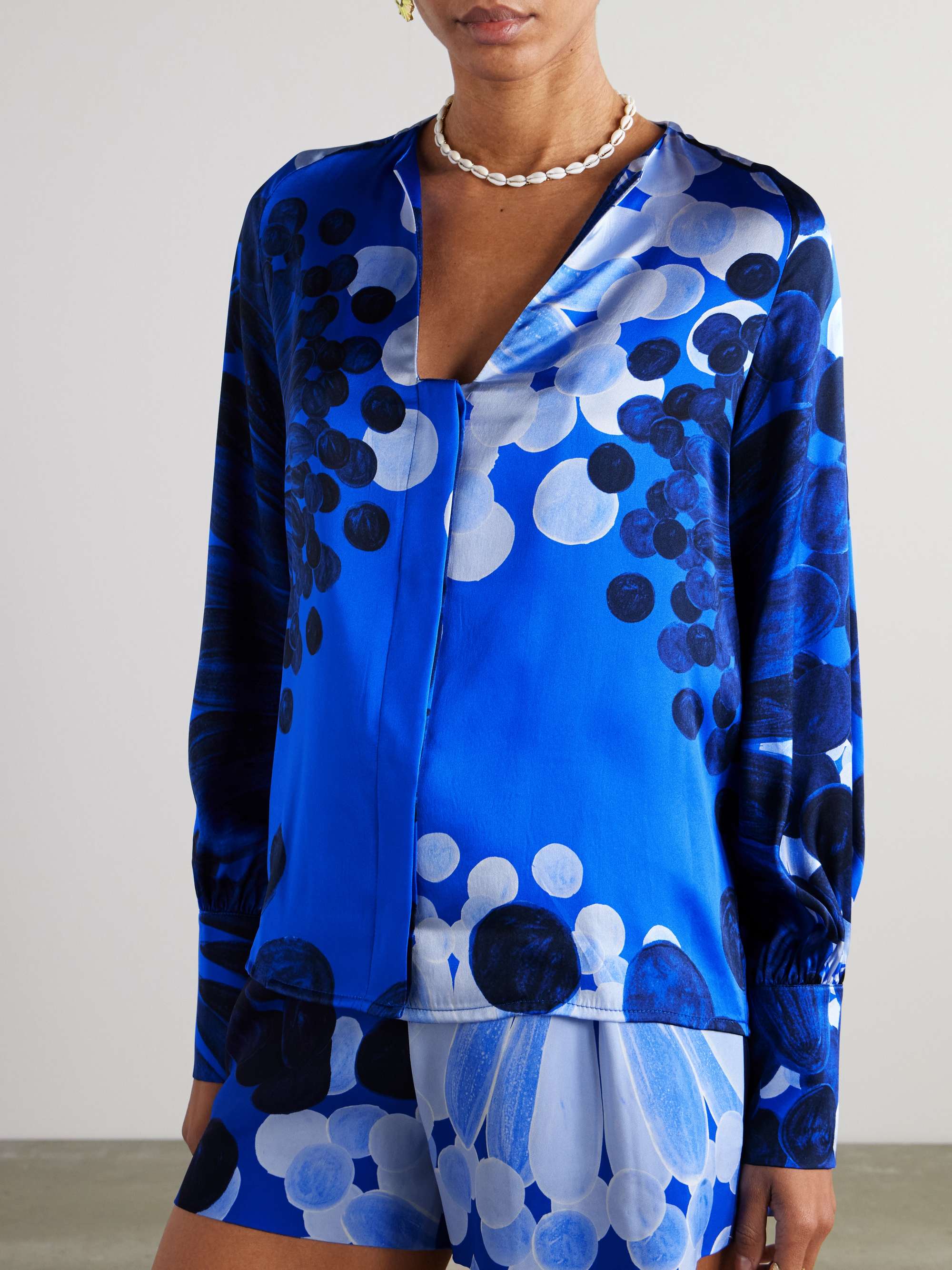 Nefeli printed silk-satin shirt view