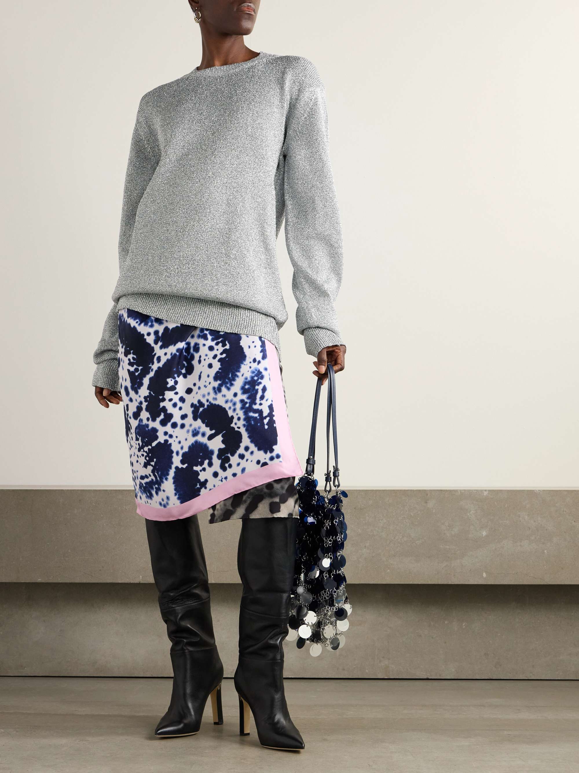 Oversized metallic knitted sweater view