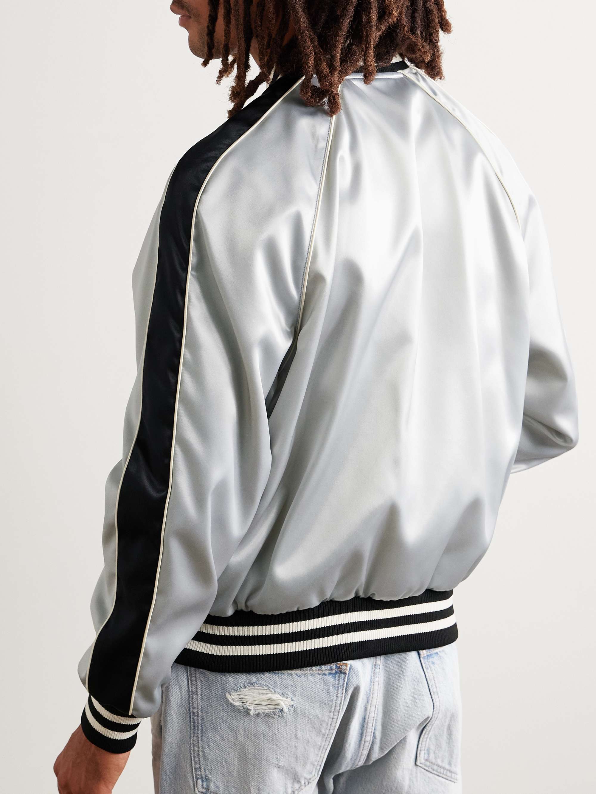Striped Satin Bomber Jacket view