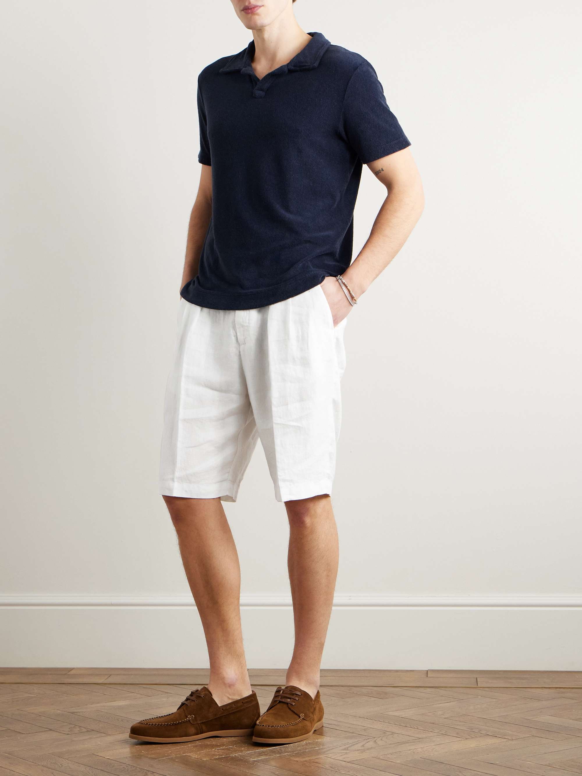 Cliff Straight-Leg Pleated Linen Bermuda Shorts view
