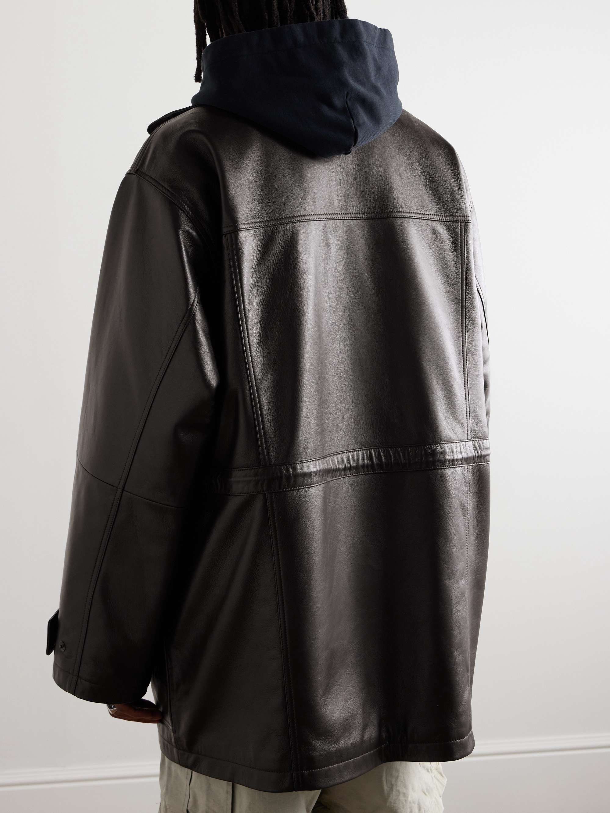 Oversized Padded Leather Jacket view