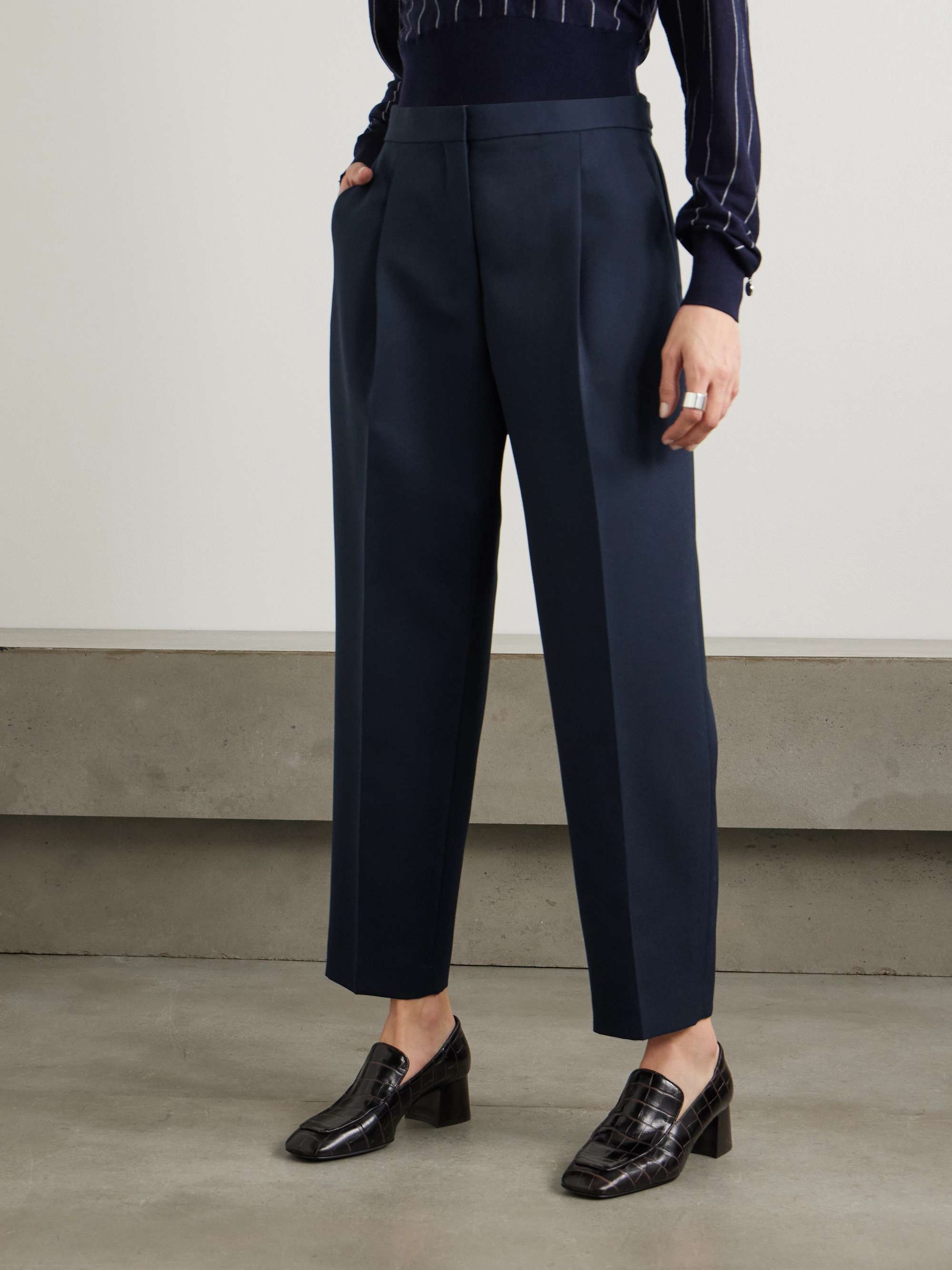 Pleated wool-blend tapered pants view