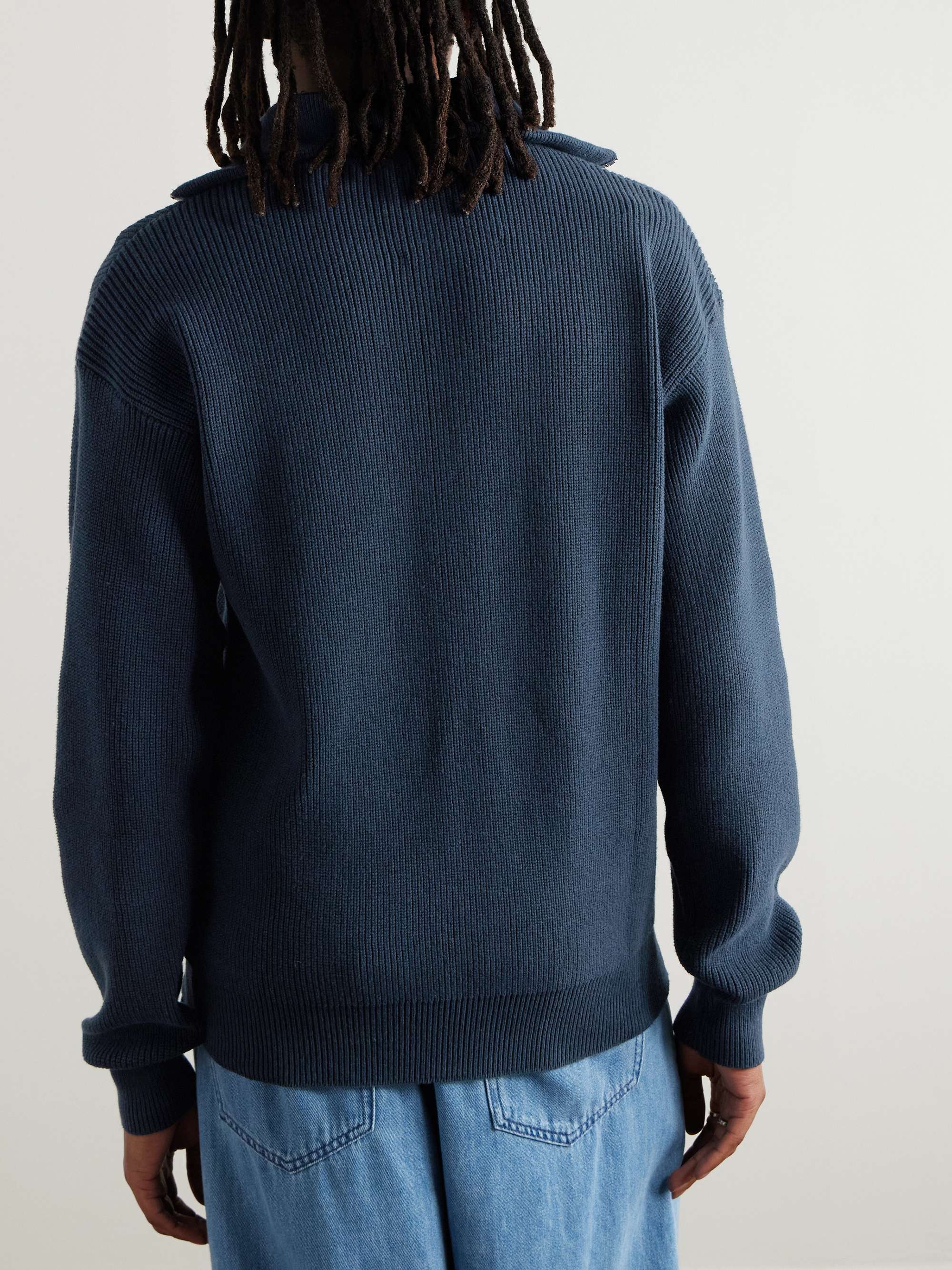 + Ribbed Cotton Zip-Up Cardigan view