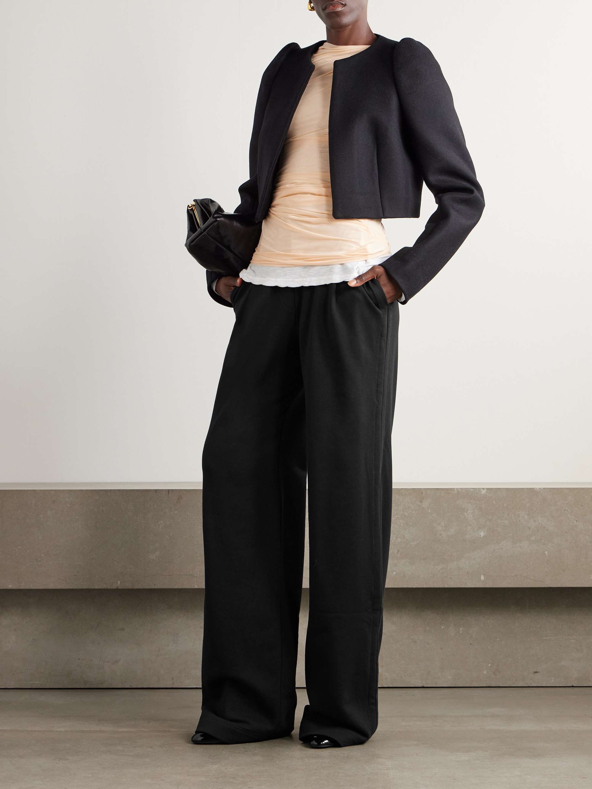 Pleated cotton-jersey wide-leg pants view