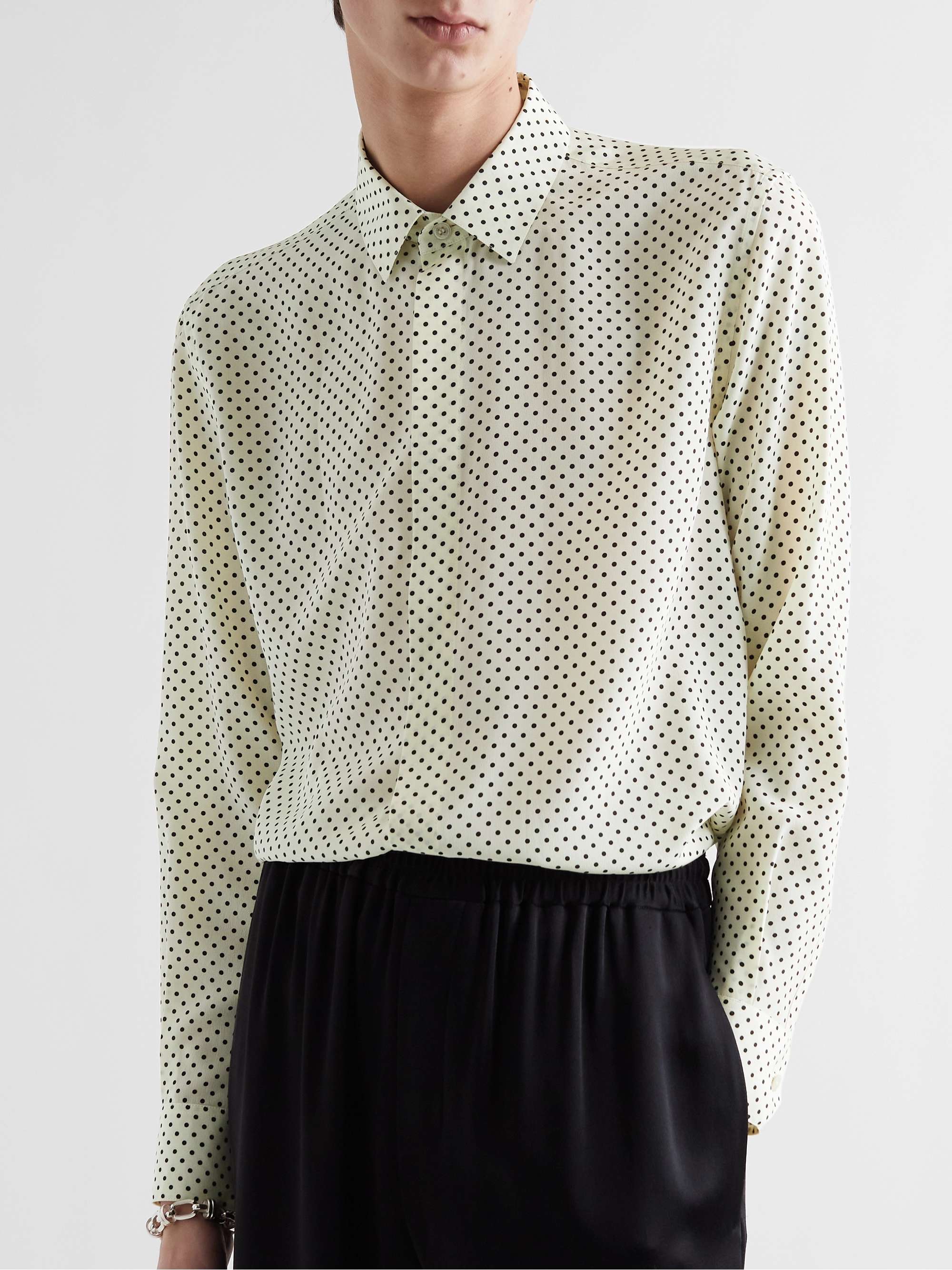 Polka-Dot Silk Crepe De Chine Shirt view