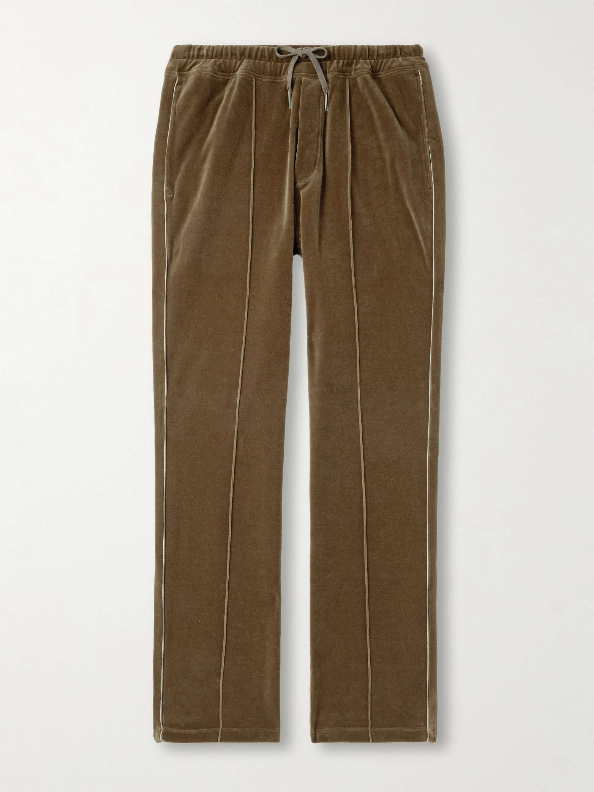 Straight-Leg Cotton-Blend Velour Track Pants view