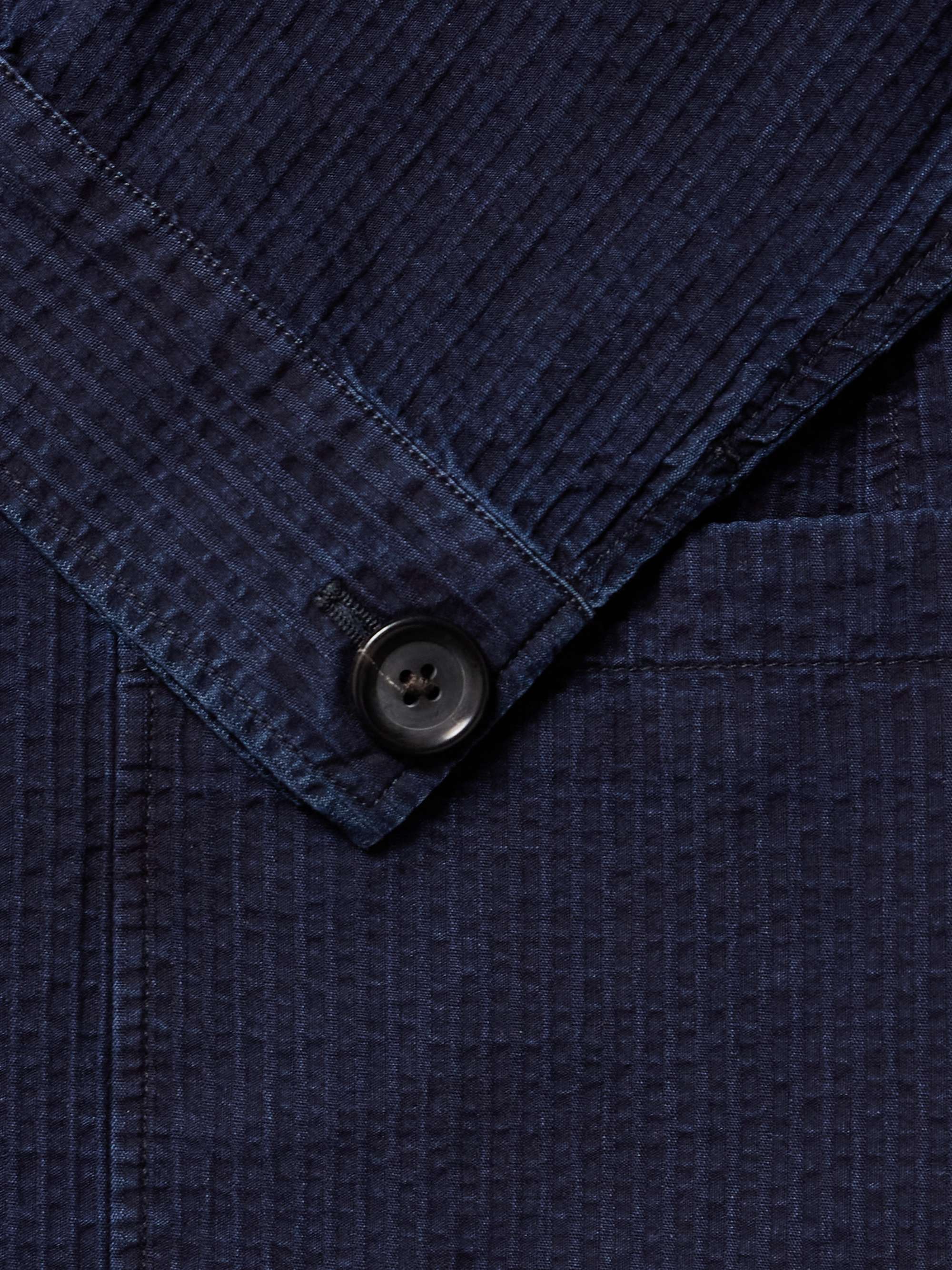 Laurel Slim-Fit Indigo-Dyed Cotton-Seersucker Suit Jacket view