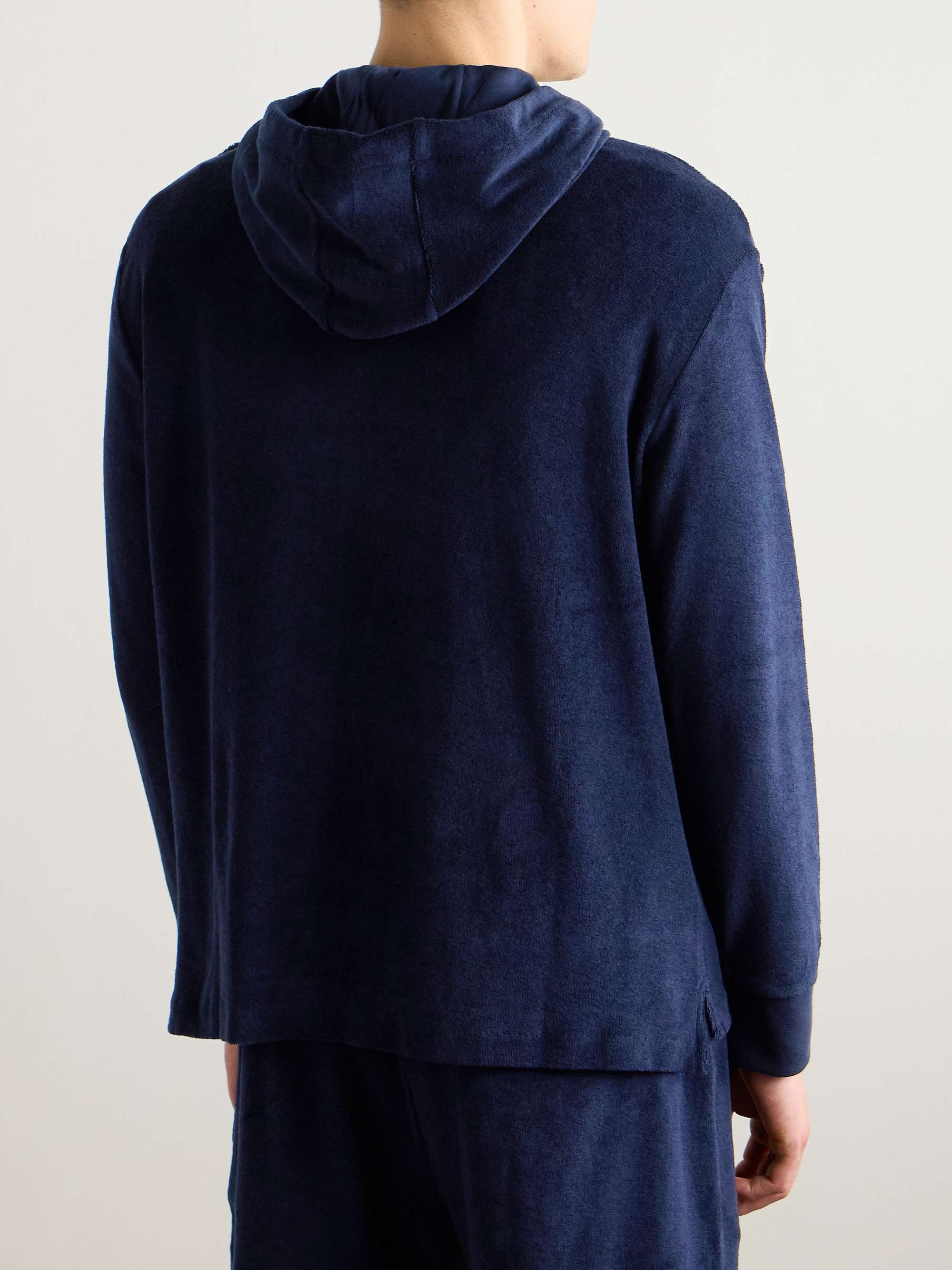 Riviera Cotton and Modal-Blend Terry Half-Placket Hoodie view