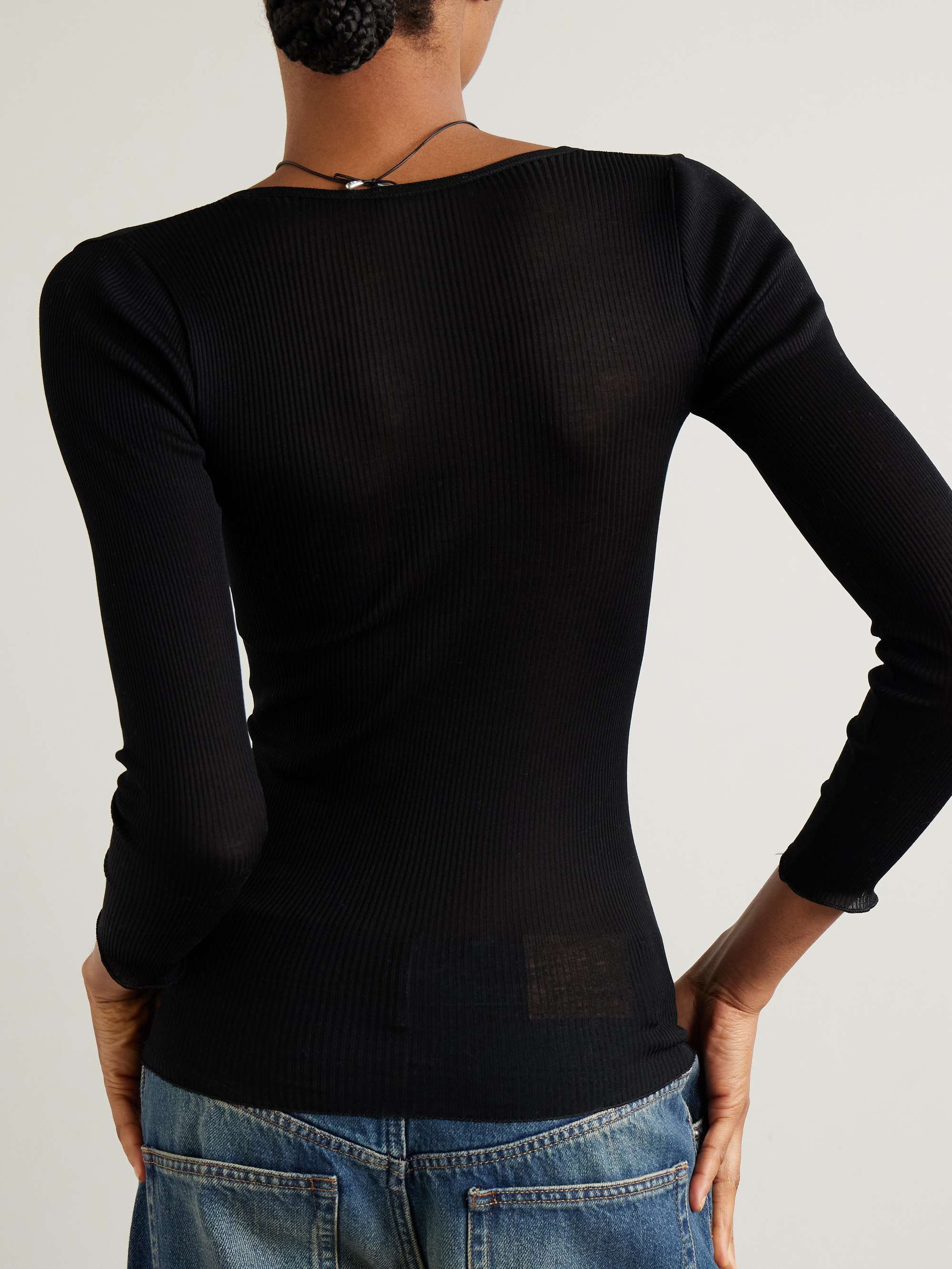 Lamylic ribbed cotton Henley top view
