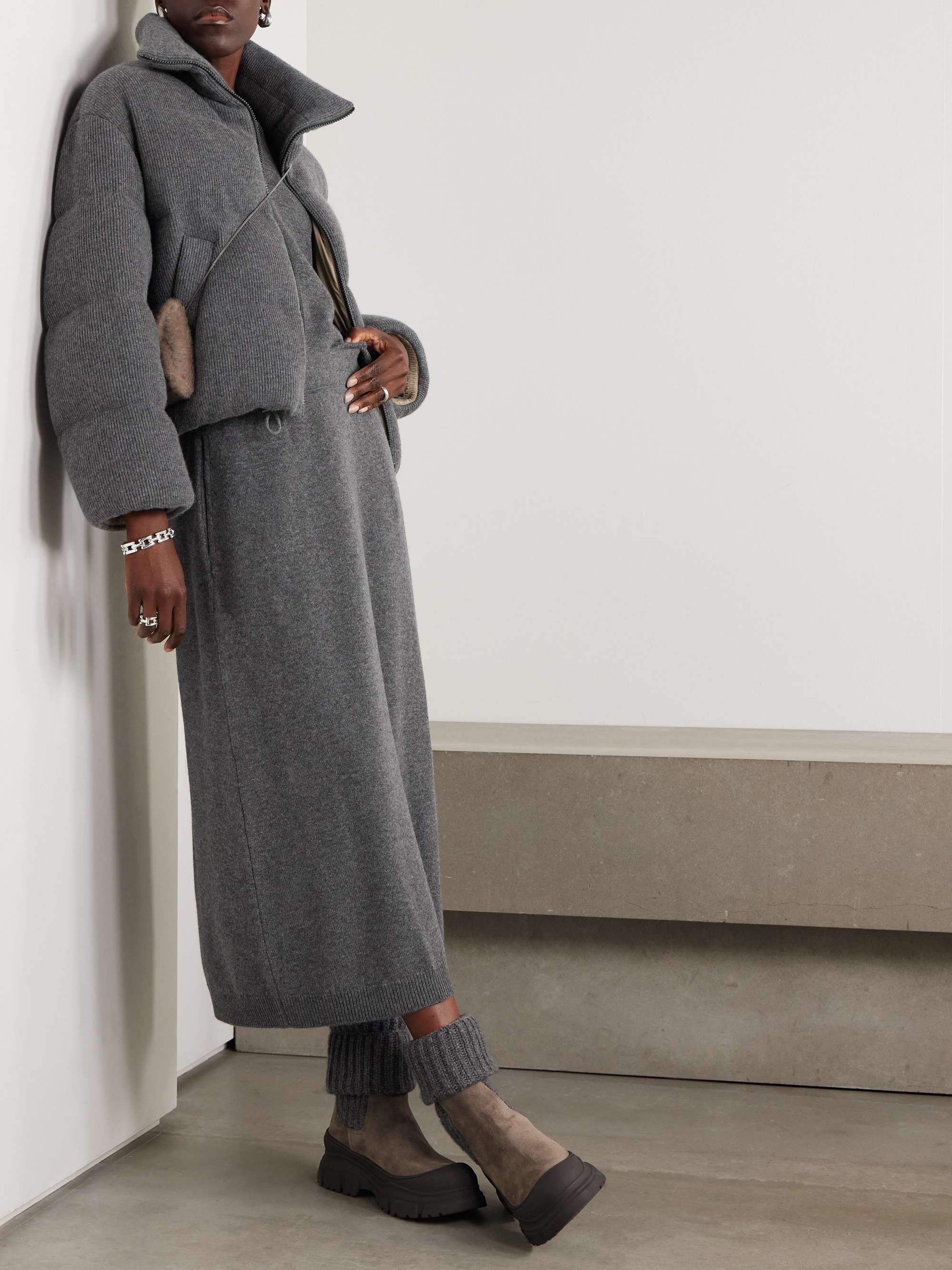 Padded ribbed-cashmere jacket view
