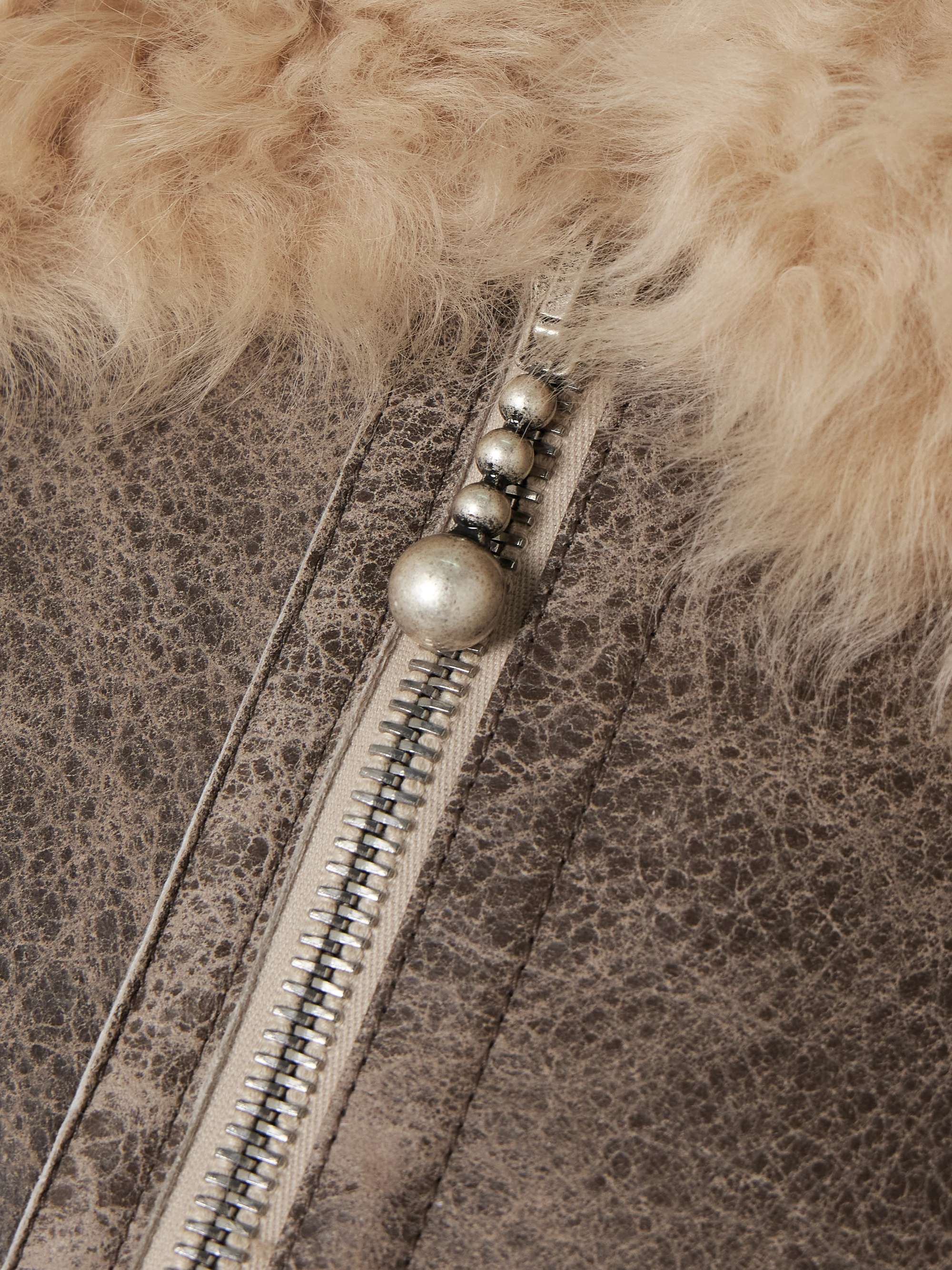 Distressed shearling jacket view
