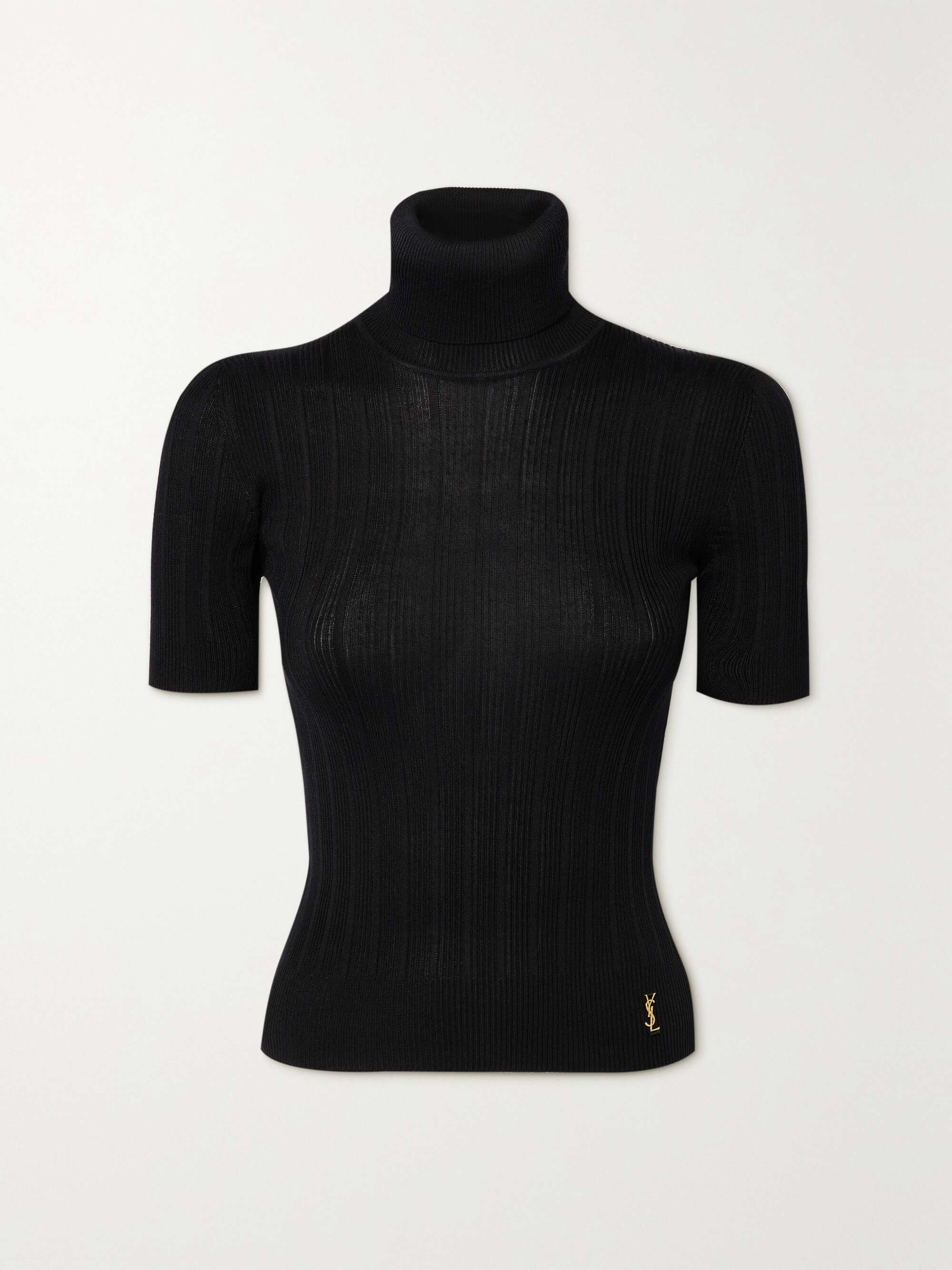 Ribbed silk-blend turtleneck sweater view