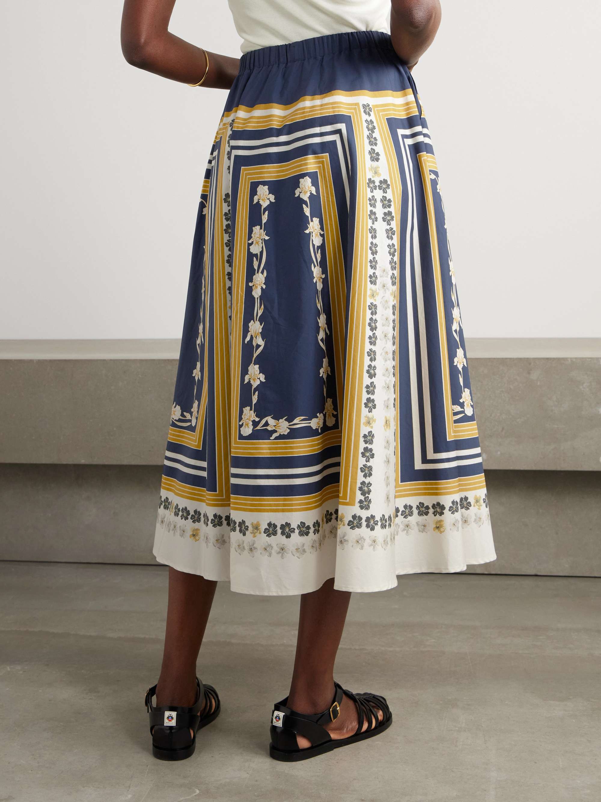 Printed cotton-poplin midi skirt view