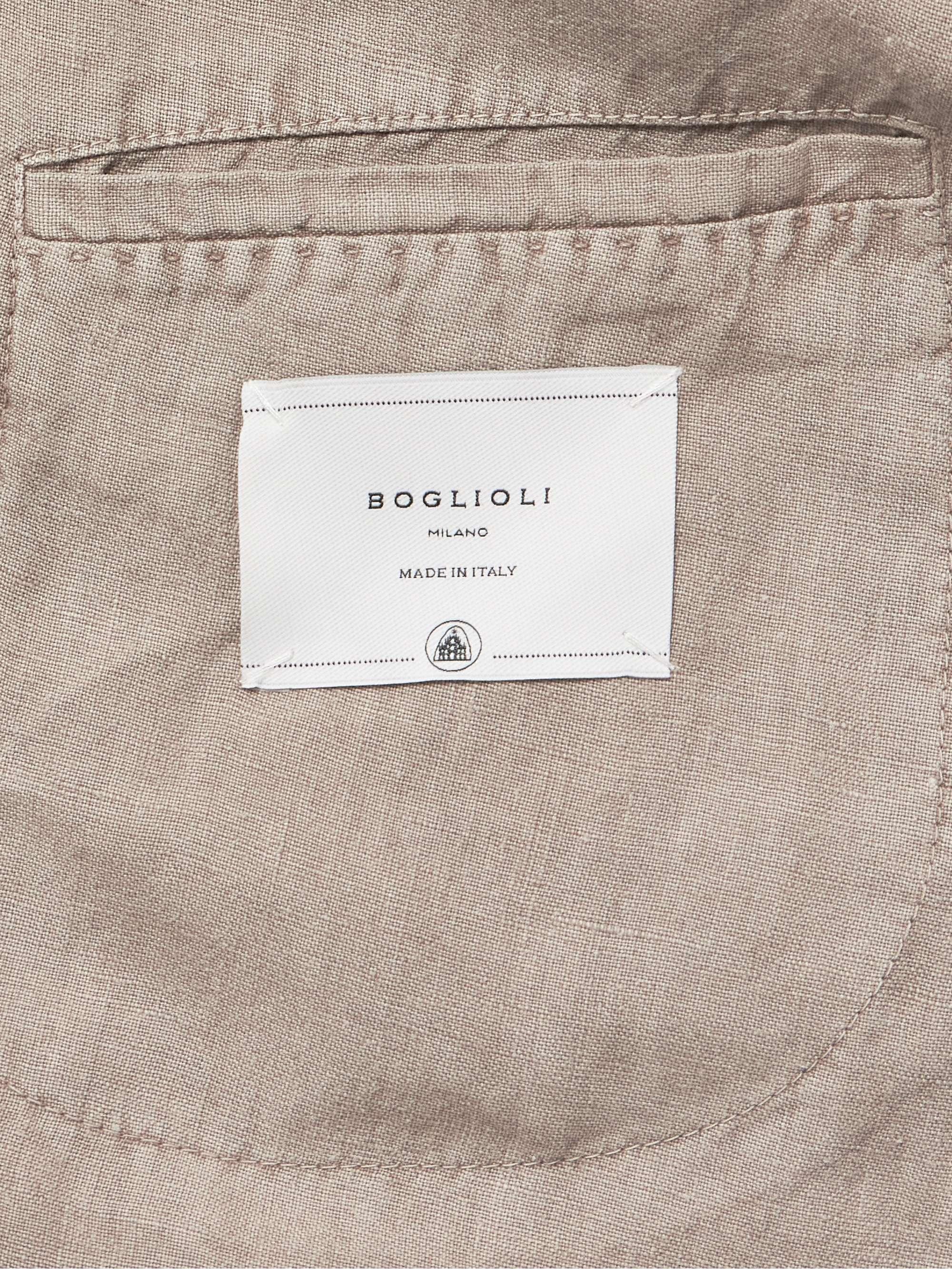 Unstructured Garment-Dyed Linen Double-Breasted Suit Jacket view