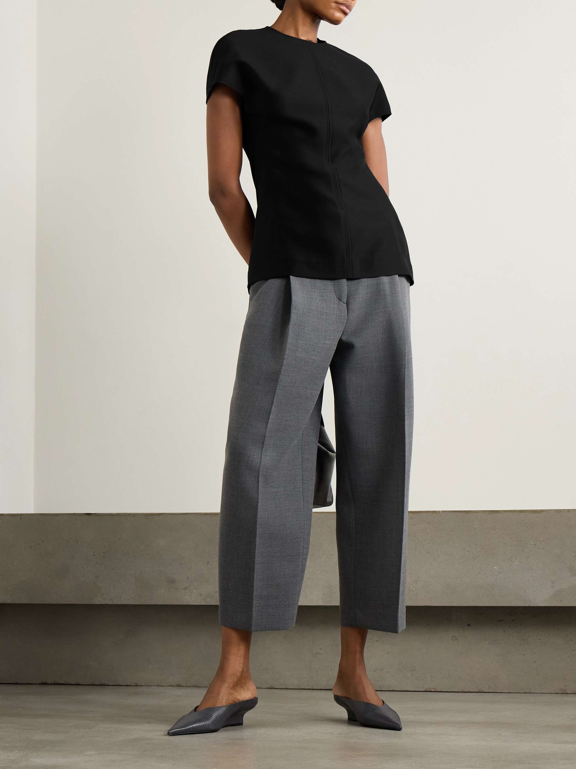 Paneled wool and silk-blend top view