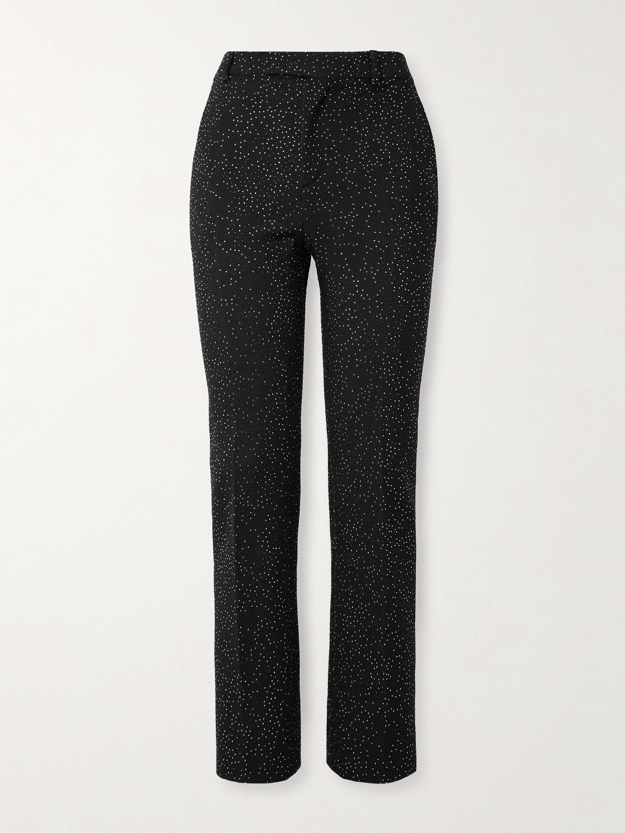 Straight-Leg Crystal-Embellished Wool-Twill Suit Trousers view