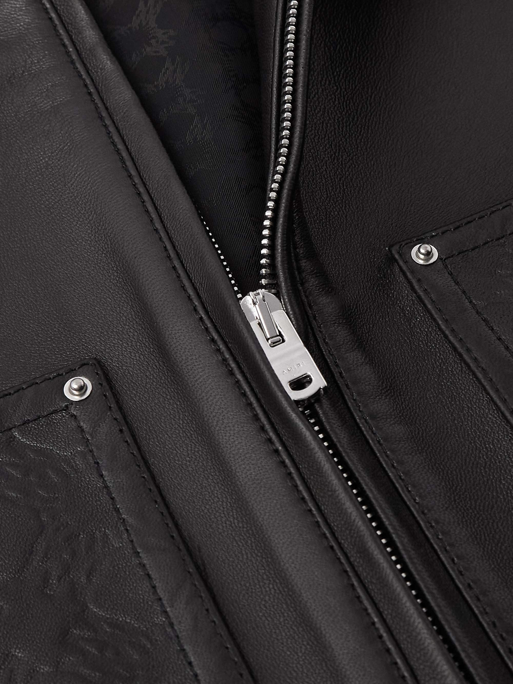 Logo-Debossed Leather Jacket view