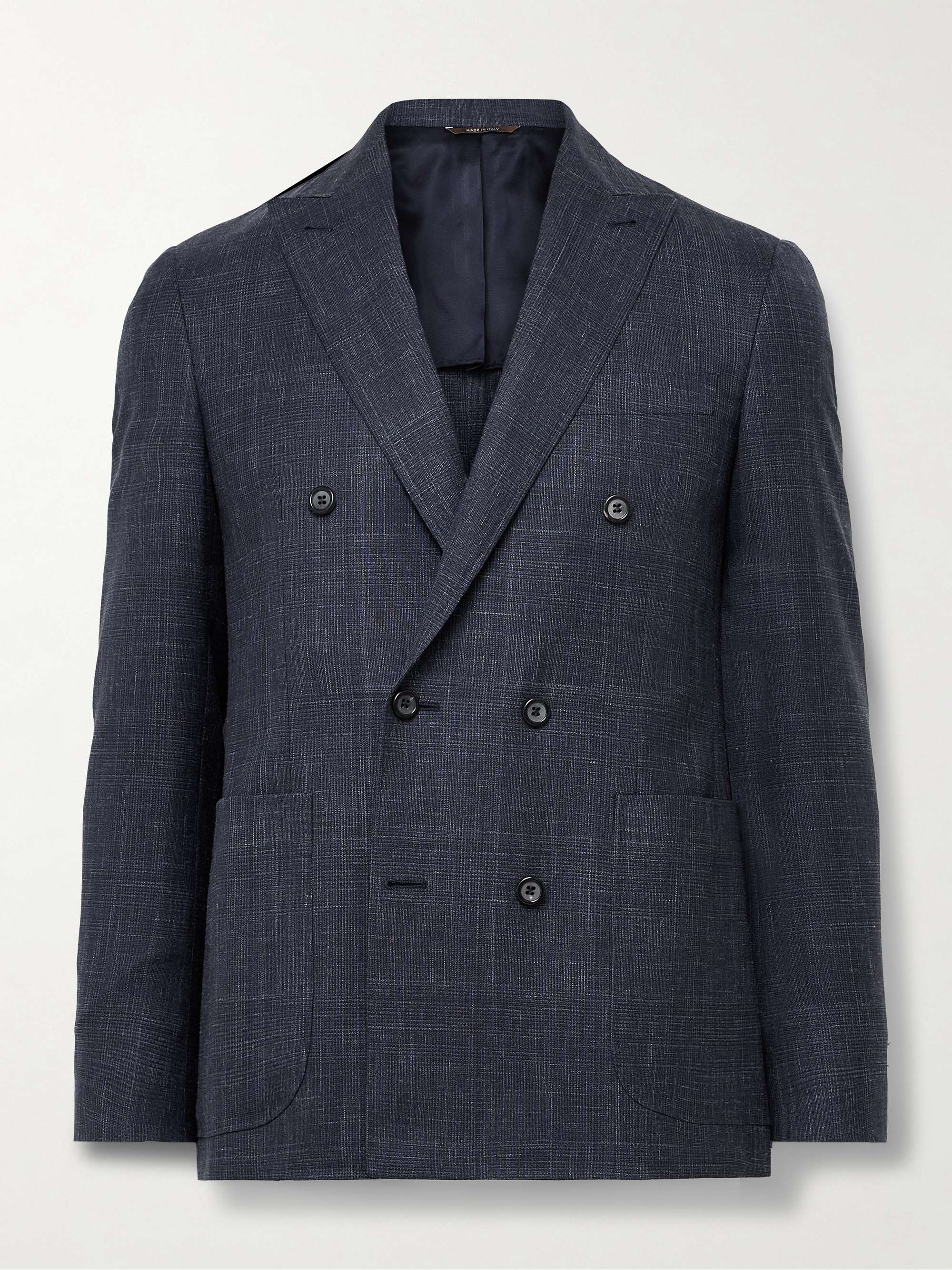 Slim-Fit Double-Breasted Wool and Silk-Blend Suit Jacket view