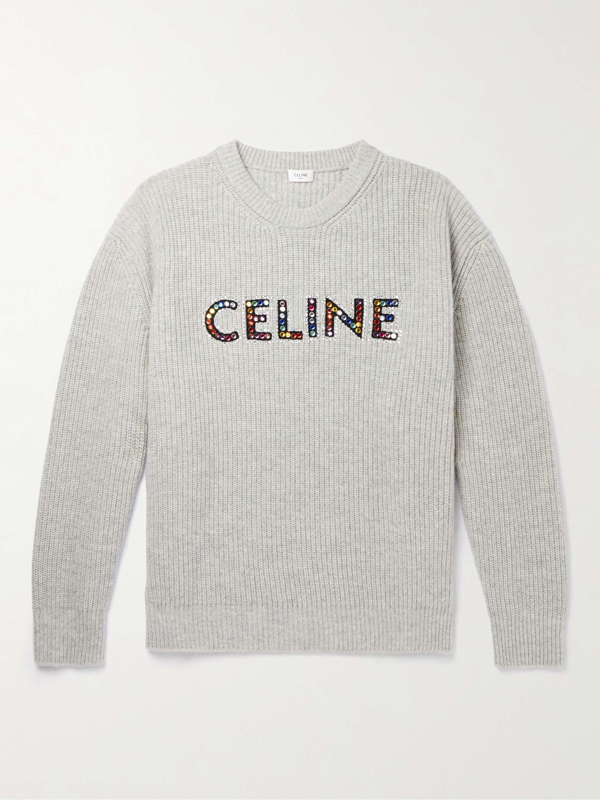 Crystal-Embellished Logo-Appliquéd Wool Sweater view