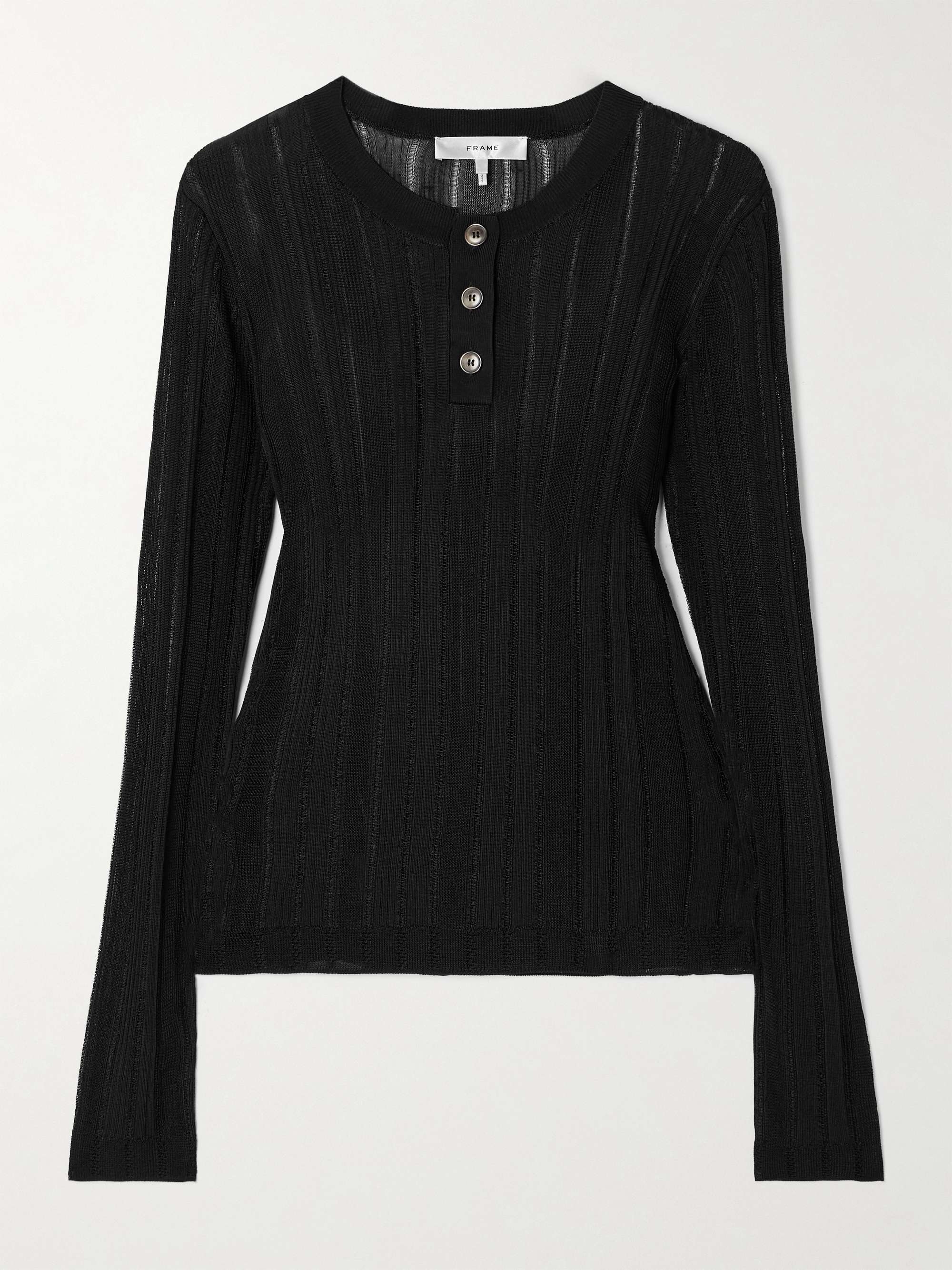 Ribbed-knit Henley top view