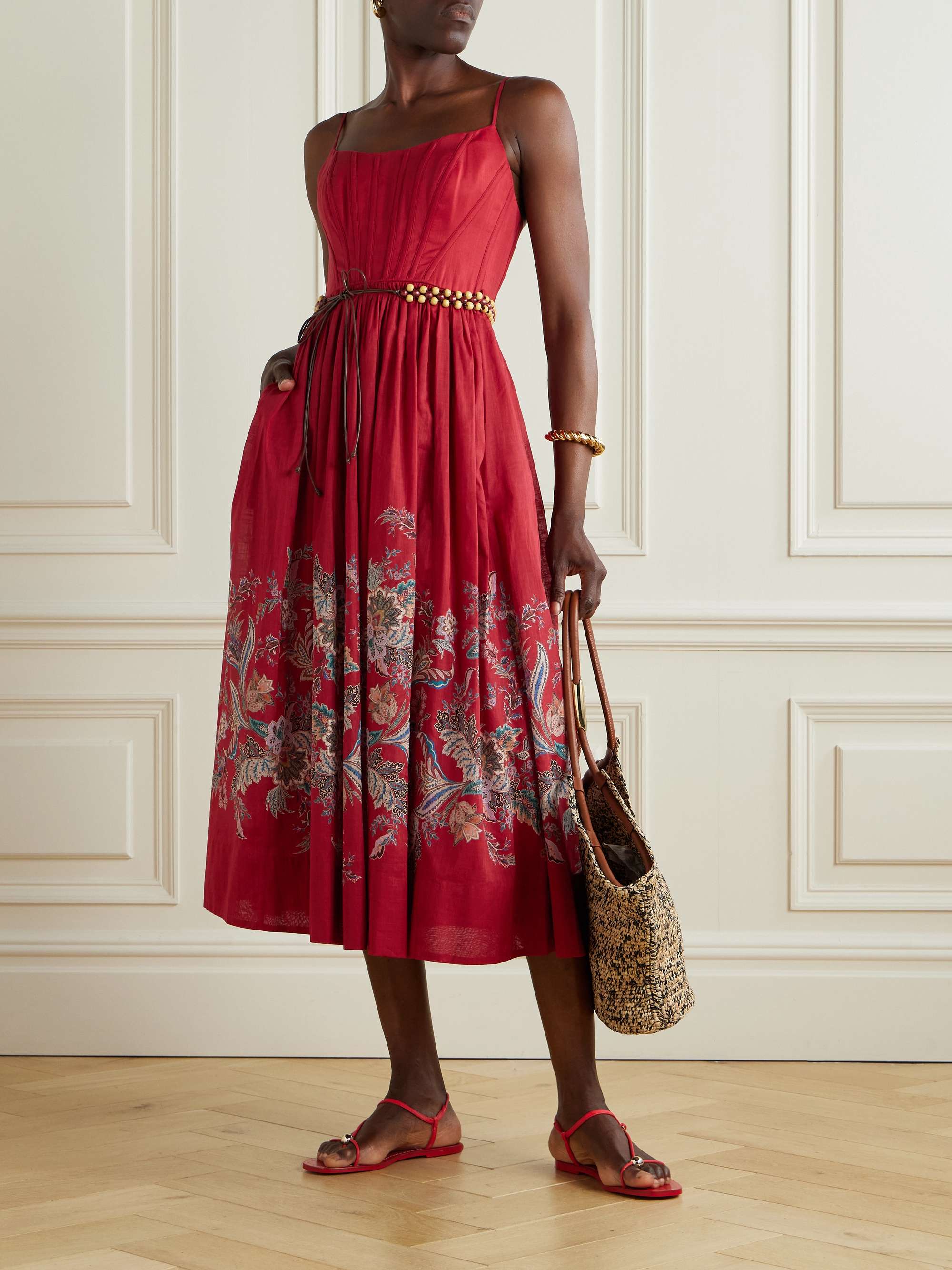 Rhiannon belted paisley-print cotton-voile midi dress view