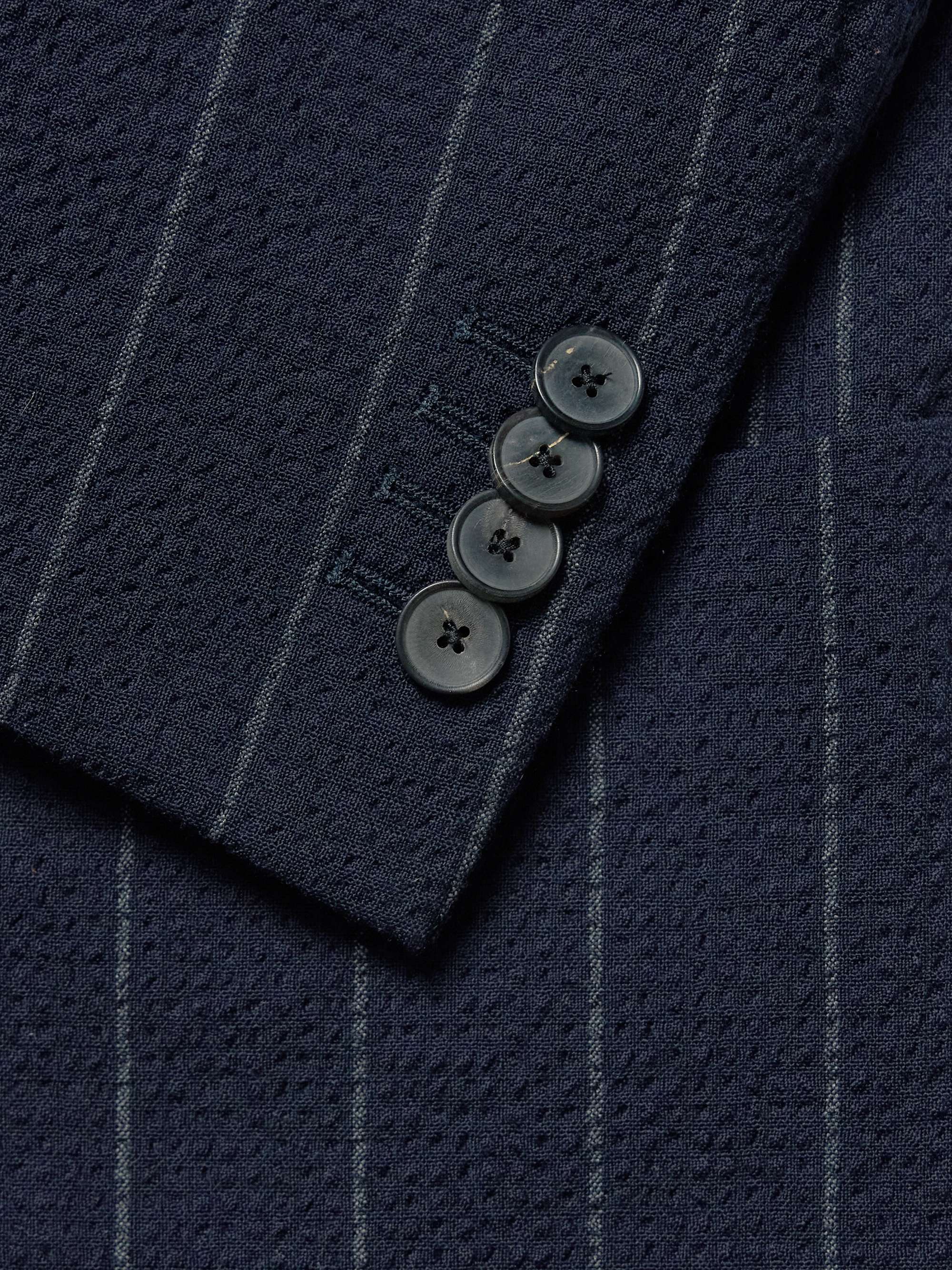 Slim-Fit Pinstriped Wool-Blend Seersucker Suit Jacket view