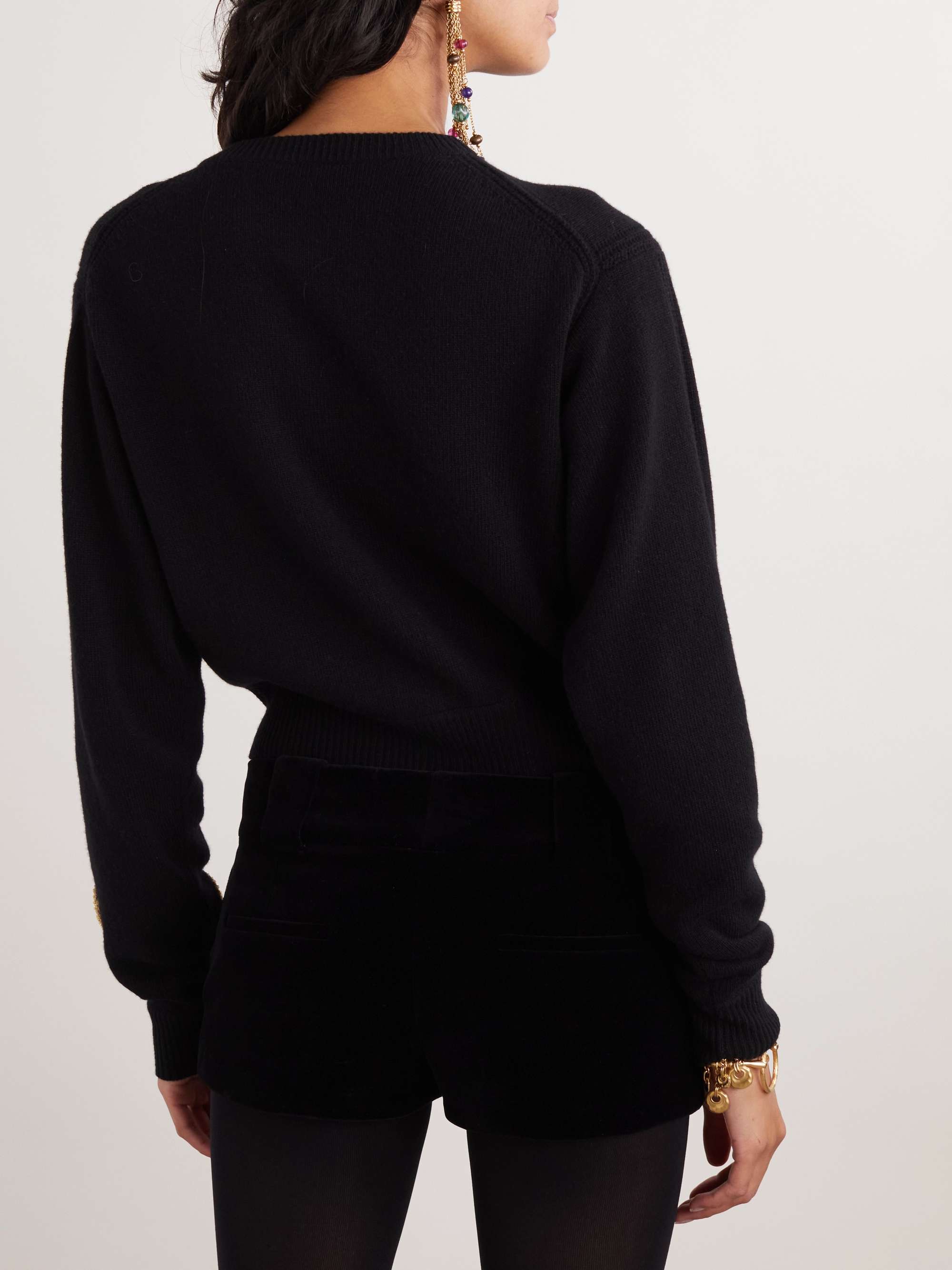 Crystal-embellished embroidered wool and cashmere-blend cardigan view